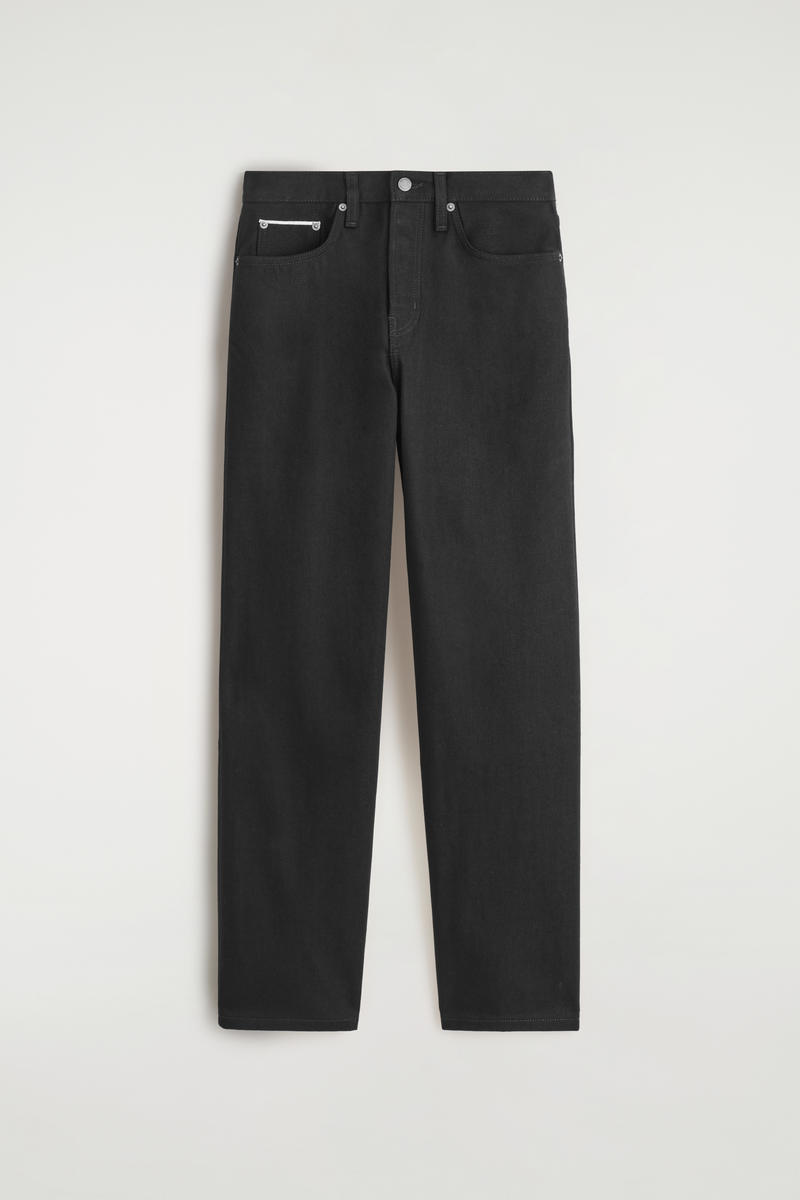 Cos Rider Raw Selvedge Straight-leg Jeans In Black