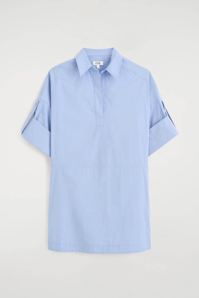 Cotton-Poplin Short-Sleeved Shirt Dress