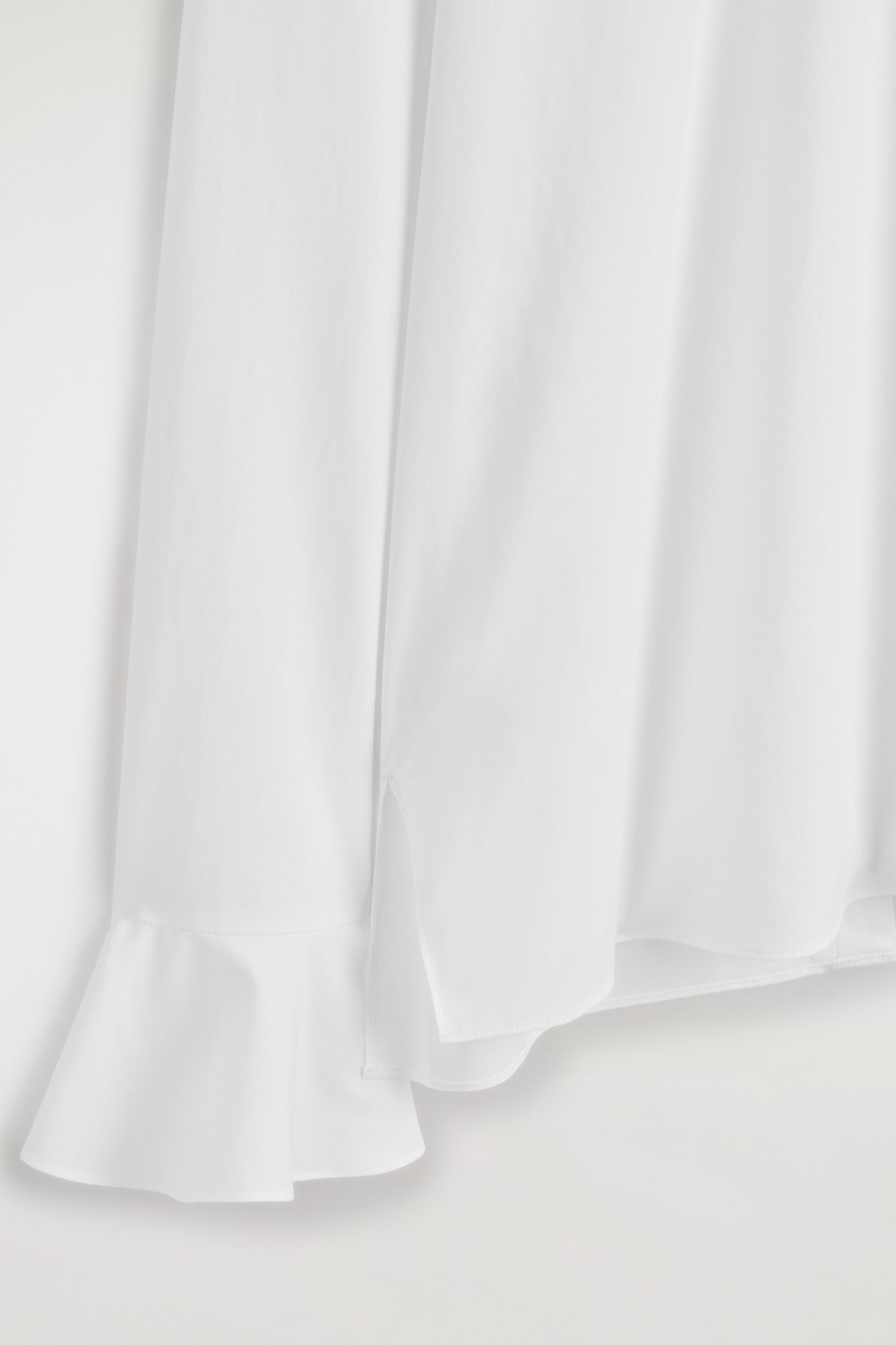 FLARED-CUFF COTTON BLOUSE — WHITE
