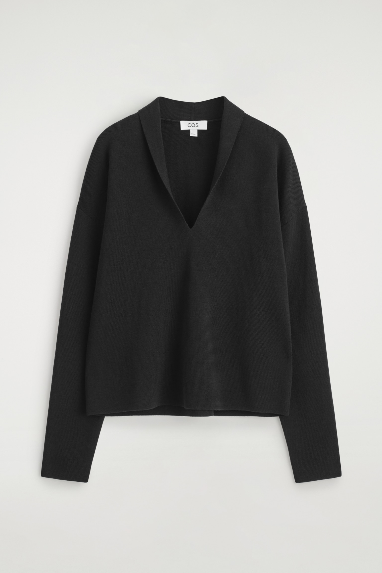 PULL À COL EN V DRAPÉ EN LAINE MÉRINOS - NOIR/TAUPE CHINÉ/BEIGE CHINÉ - 2