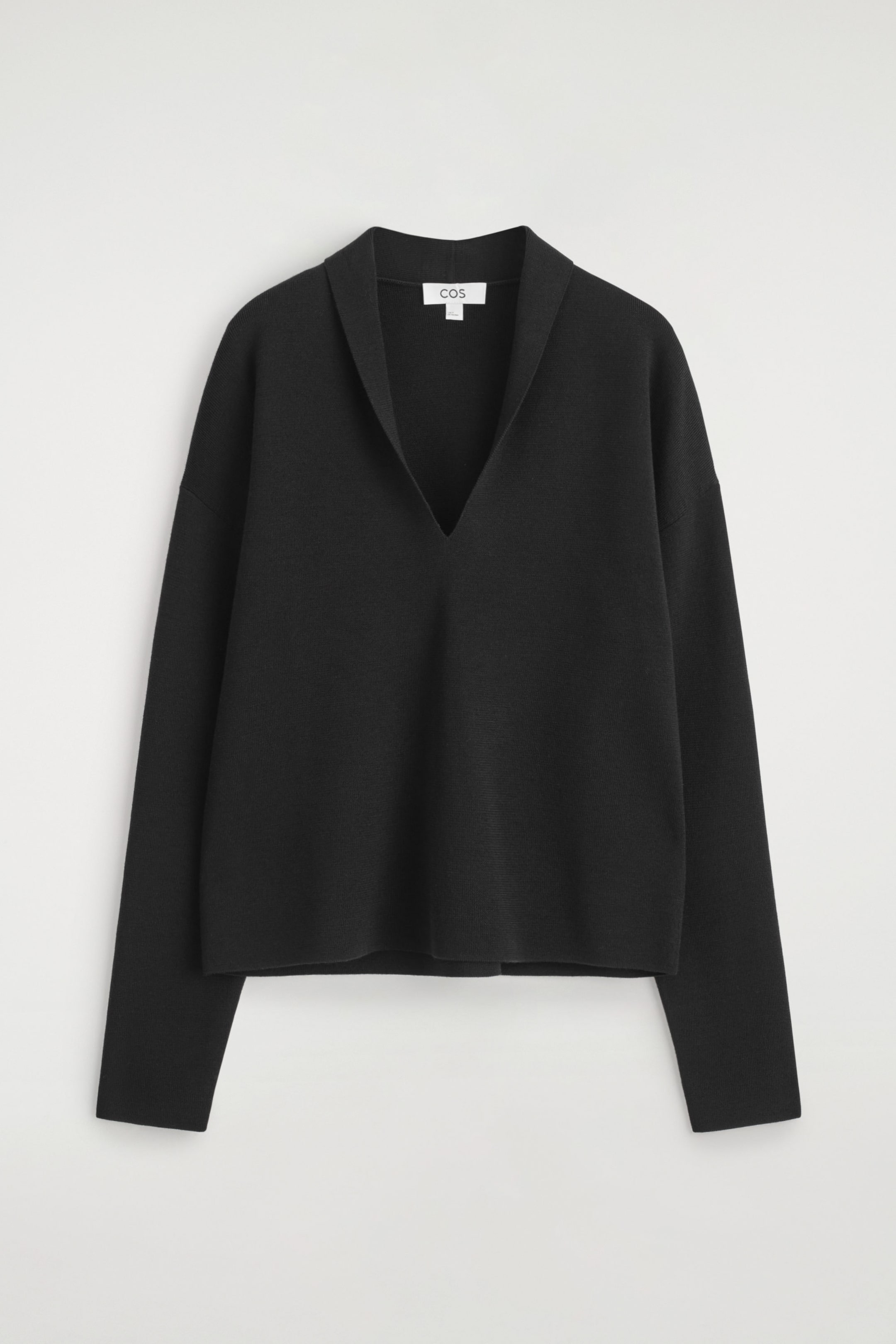 DRAPED MERINO WOOL V-NECK SWEATER