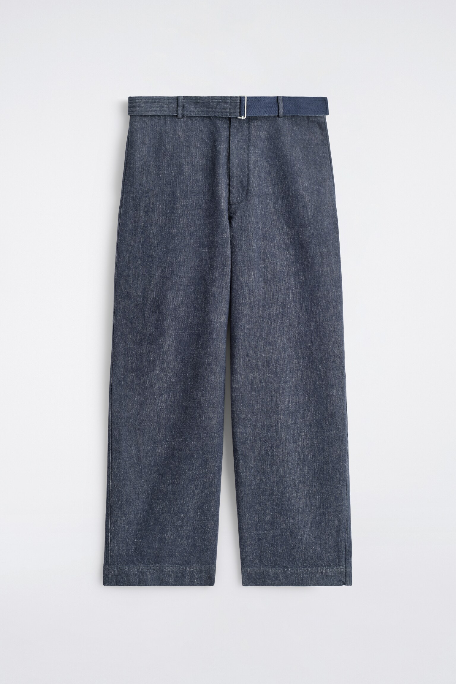 PANTALONI A GAMBA DRITTA IN DENIM CON CINTURA - BLU SCURO - 2