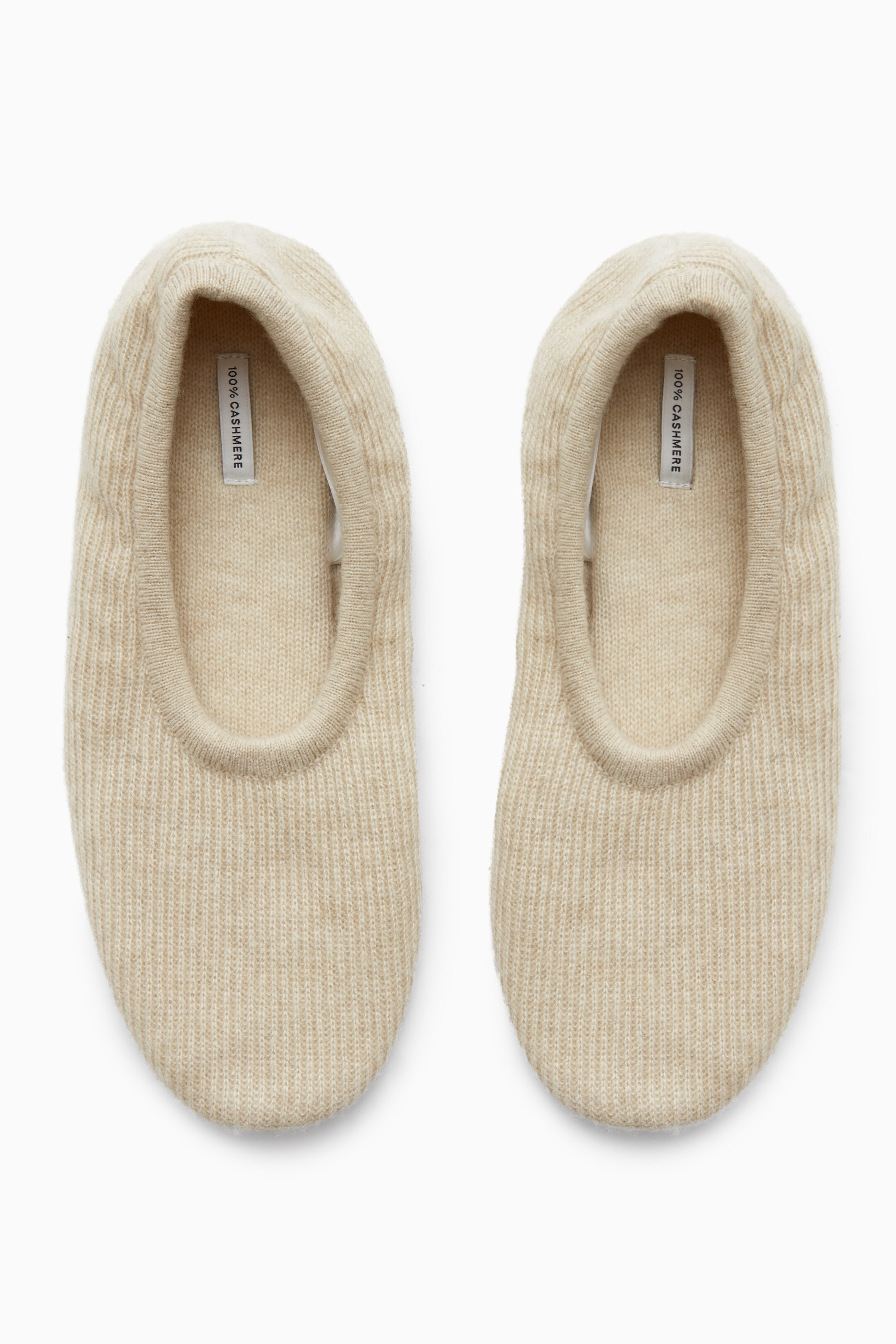 View larger image: RIBBED CASHMERE SLIPPERS - OFF-WHITE - Ladies | H&M GB 1