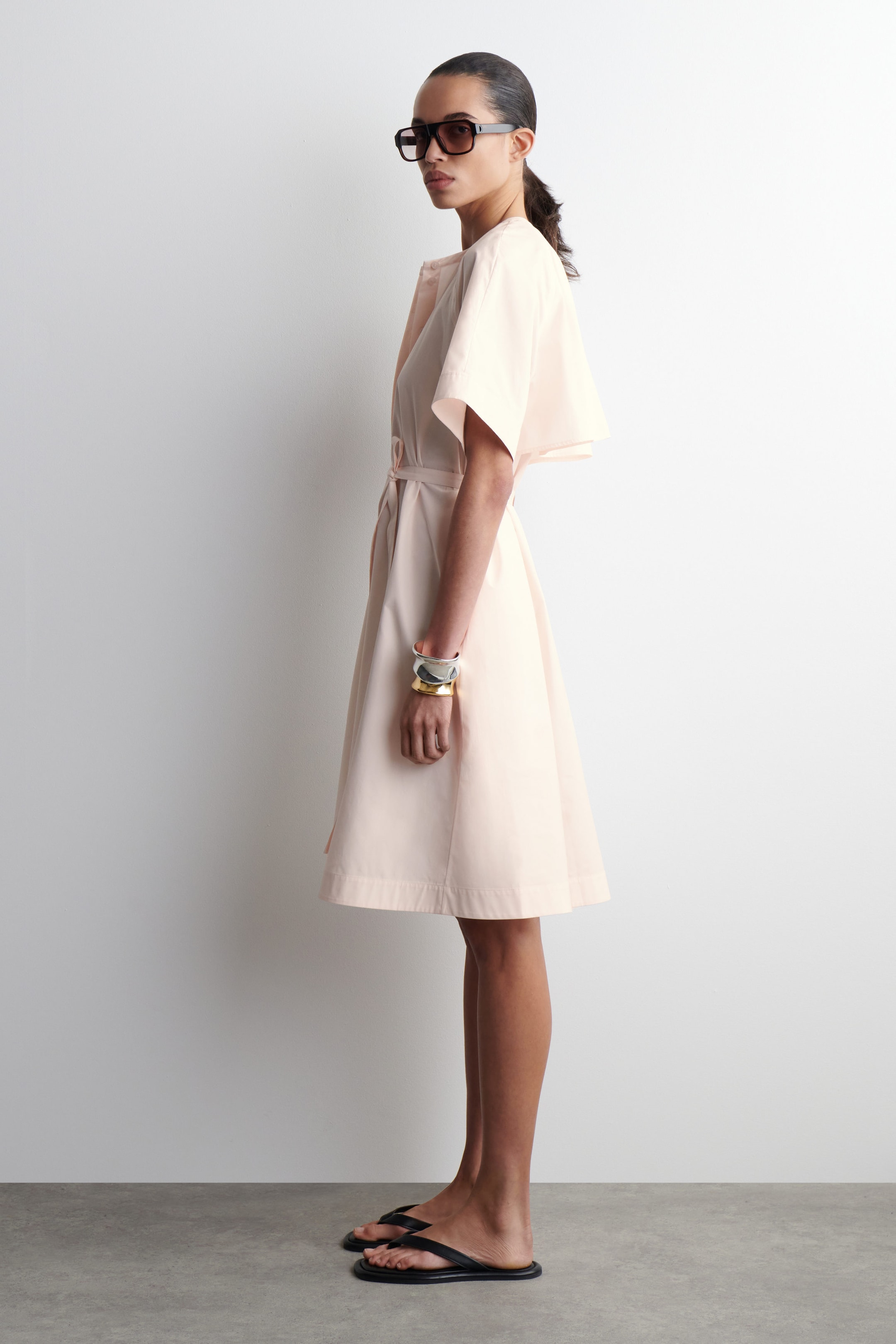 RAGLAN-SLEEVE COTTON MIDI DRESS