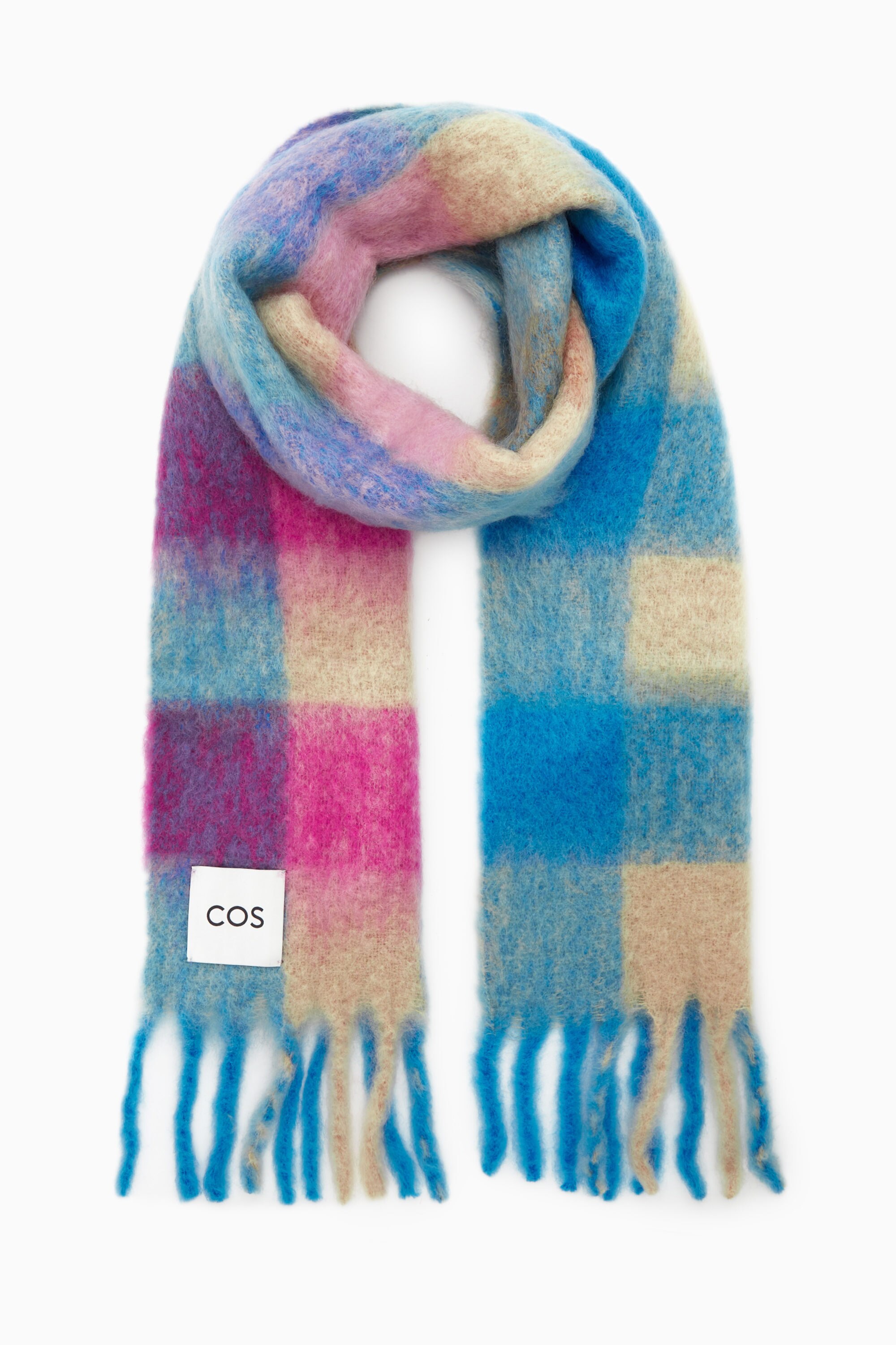 OVERSIZED MOHAIR-BLEND SCARF - LIGHT BLUE / CHECK | COS OVERSIZED MOHAIR-BLEND SCARF - LIGHT BLUE / CHECK | COS