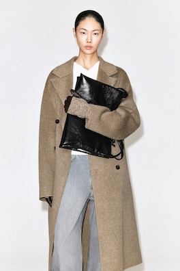 KNITTED-CUFF LEATHER GLOVES — BROWN 1