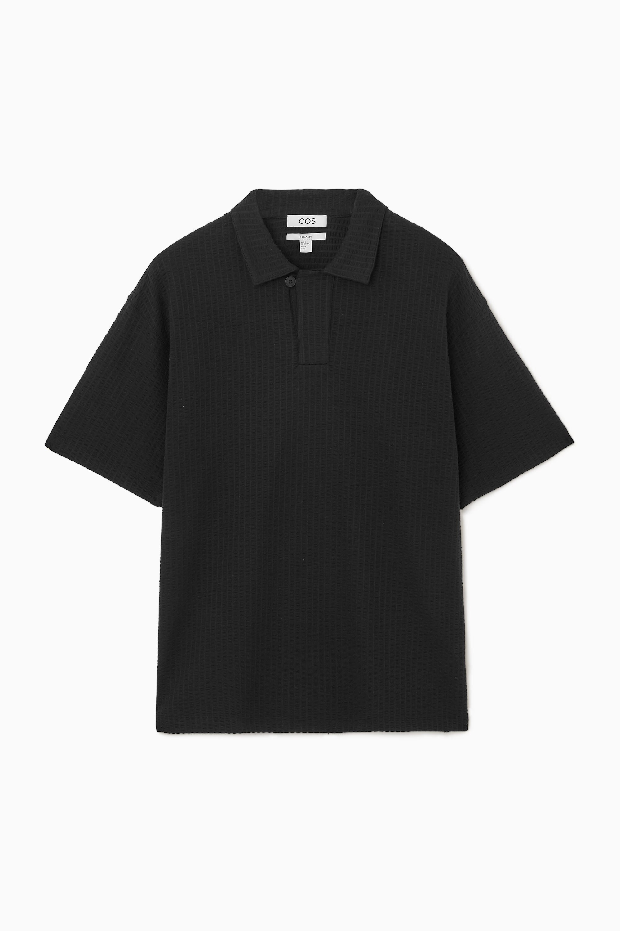 ★COOR★ Open collar cotton polo shirt black CMN3KT01K-BLK ZEGNA | Open Collar Cotton Polo Shirt | Men | Lane Crawford