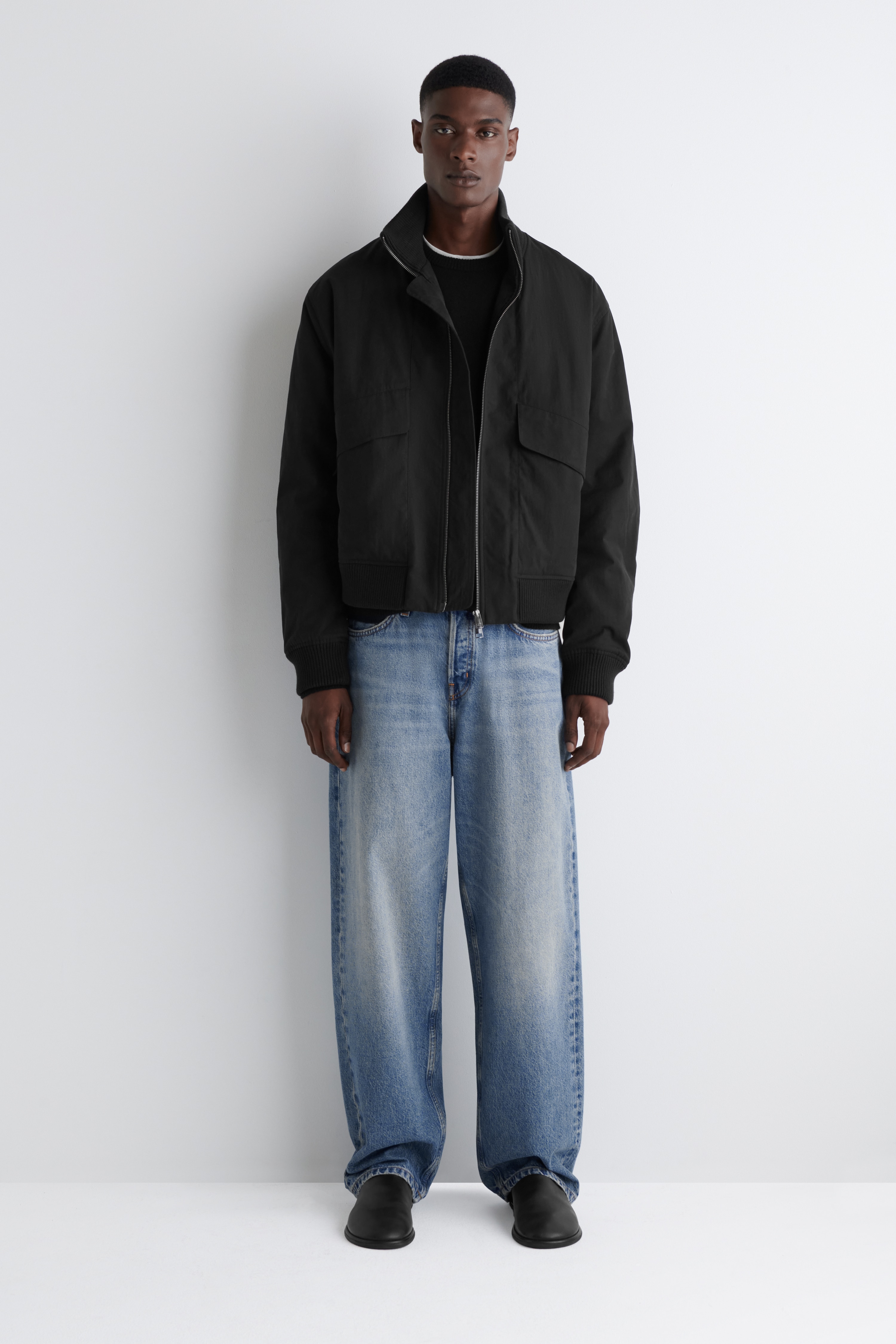 GIACCA DA AVIATORE IN COTONE IMBOTTITO - NERO/PIETRA