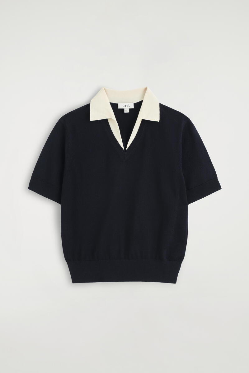 Merino Wool Layered Polo Shirt