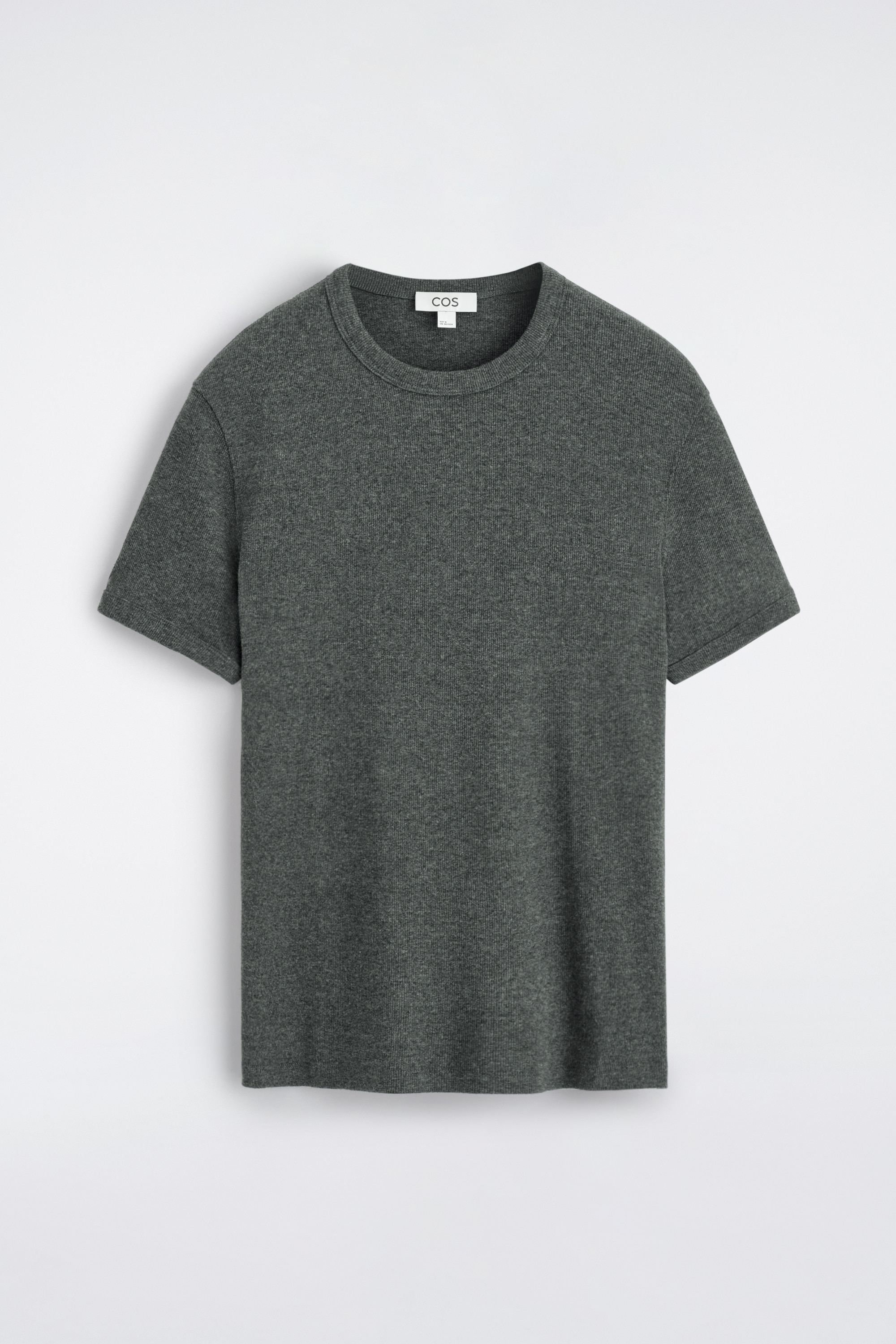 SCHMAL GESCHNITTENES GERIPPTES BAUMWOLL-T-SHIRT - ANTHRAZIT/WEISS/BRAUN/SCHWARZ/Hellgrau/NAVYBLAU/BRAUN/DUNKELGRAU