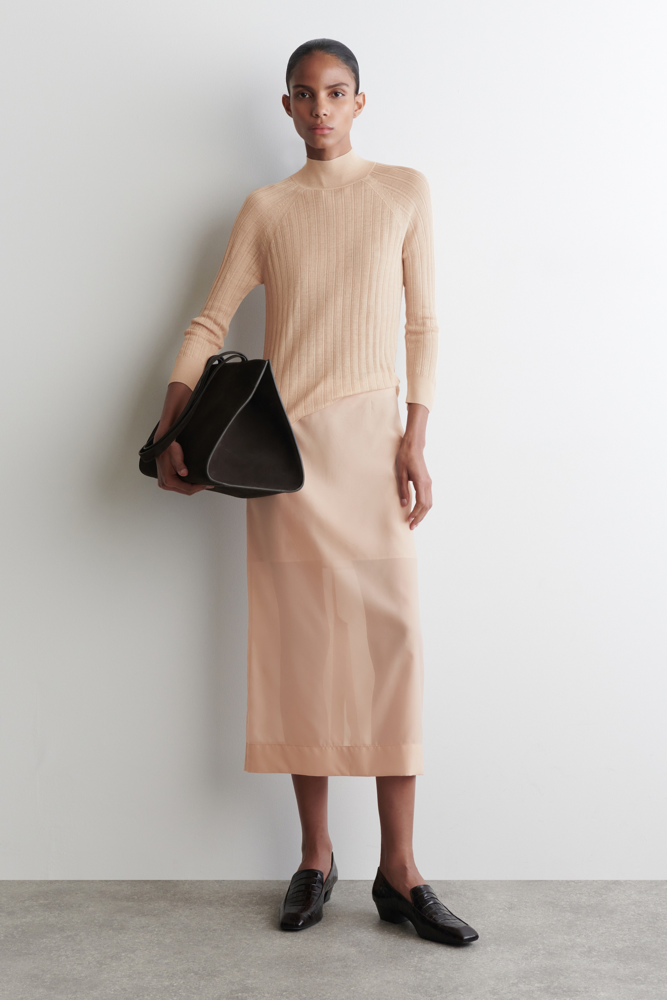 Größeres Bild ansehen: TRANSPARENTES GERIPPTES OBERTEIL - PFIRSICH - Ladies | H&M DE 1