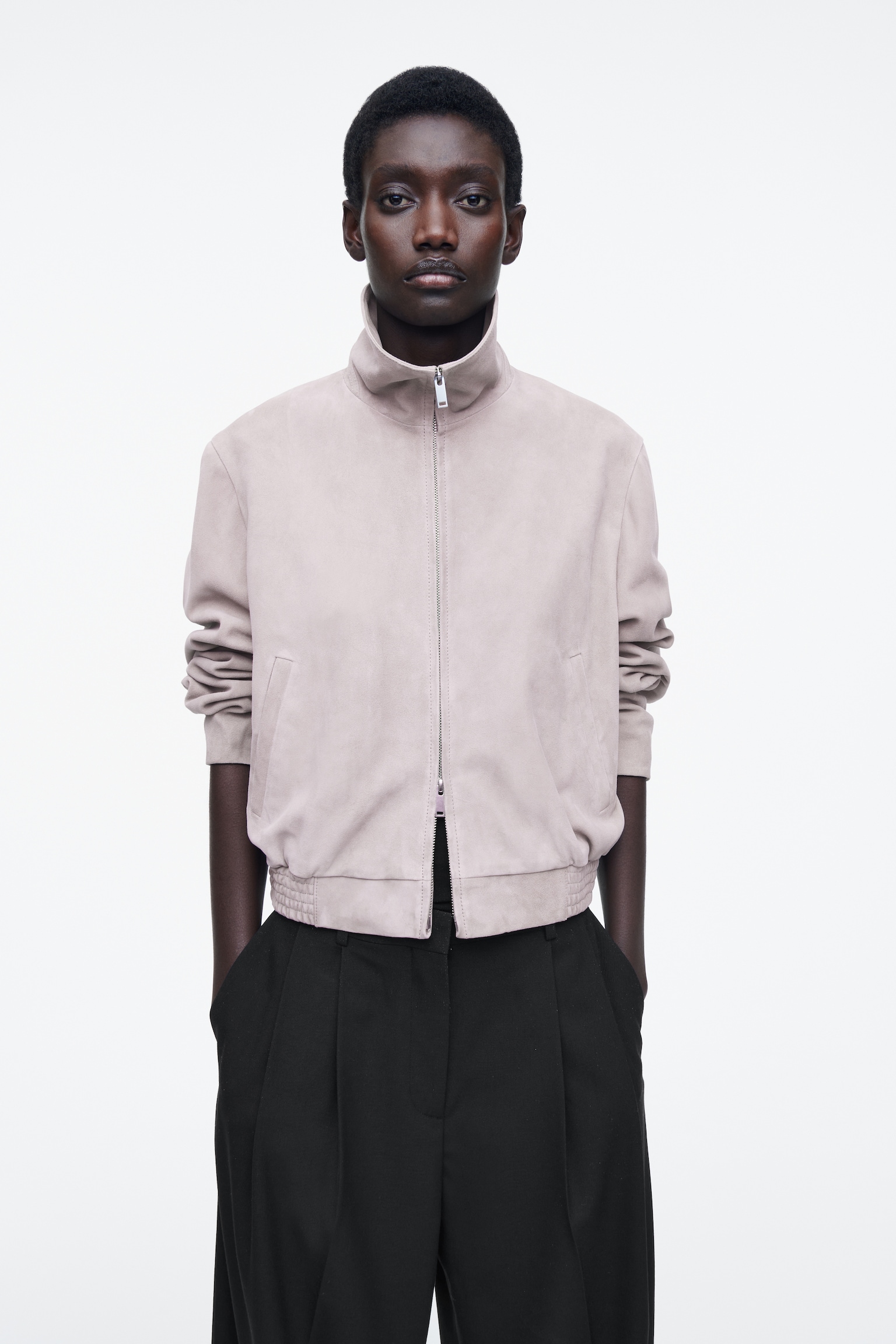 SUEDE BOMBER JACKET - LILAC