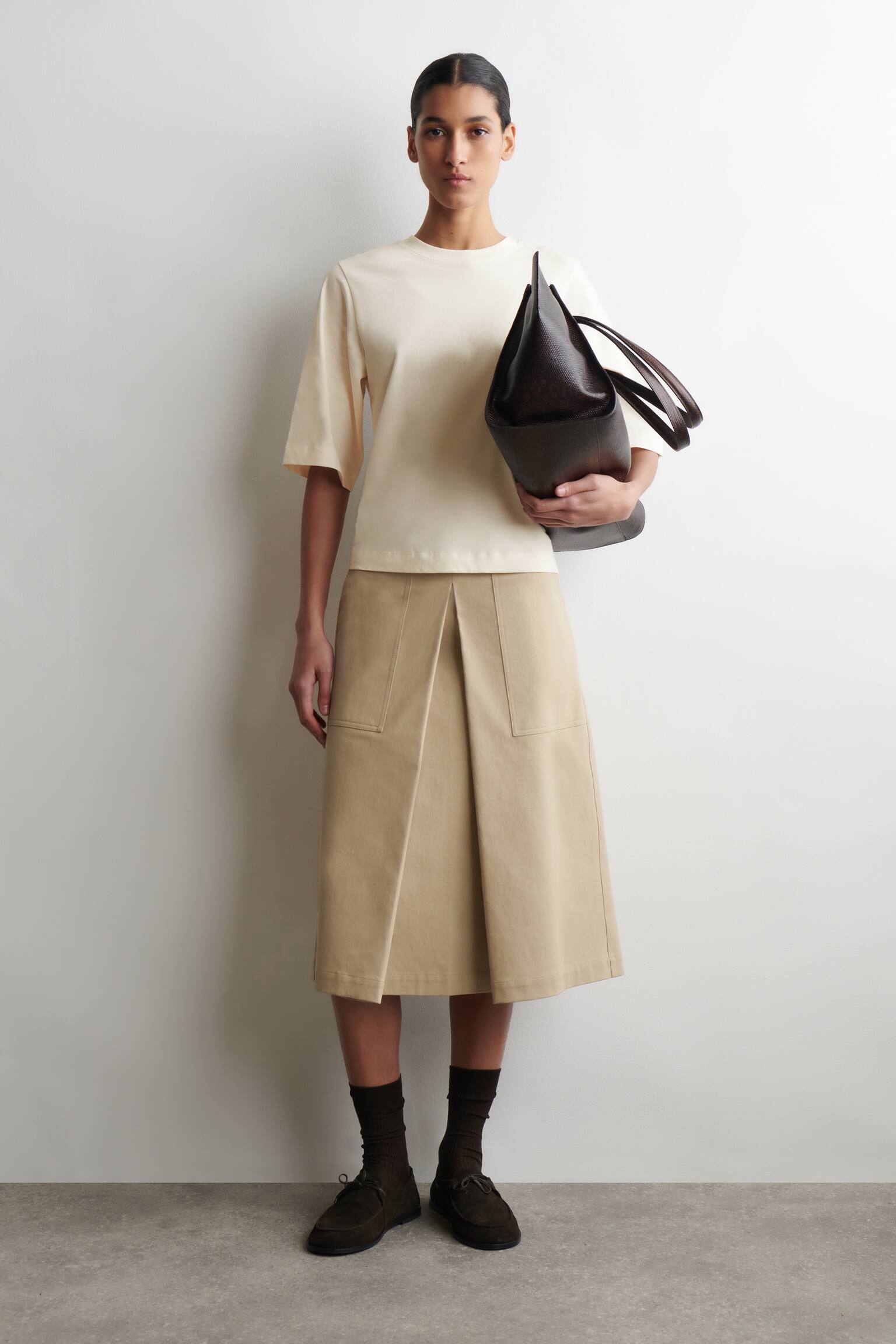 Katoenen T-shirt - Crème/DONKERBRUIN/Wit / rood / gestreept - 5