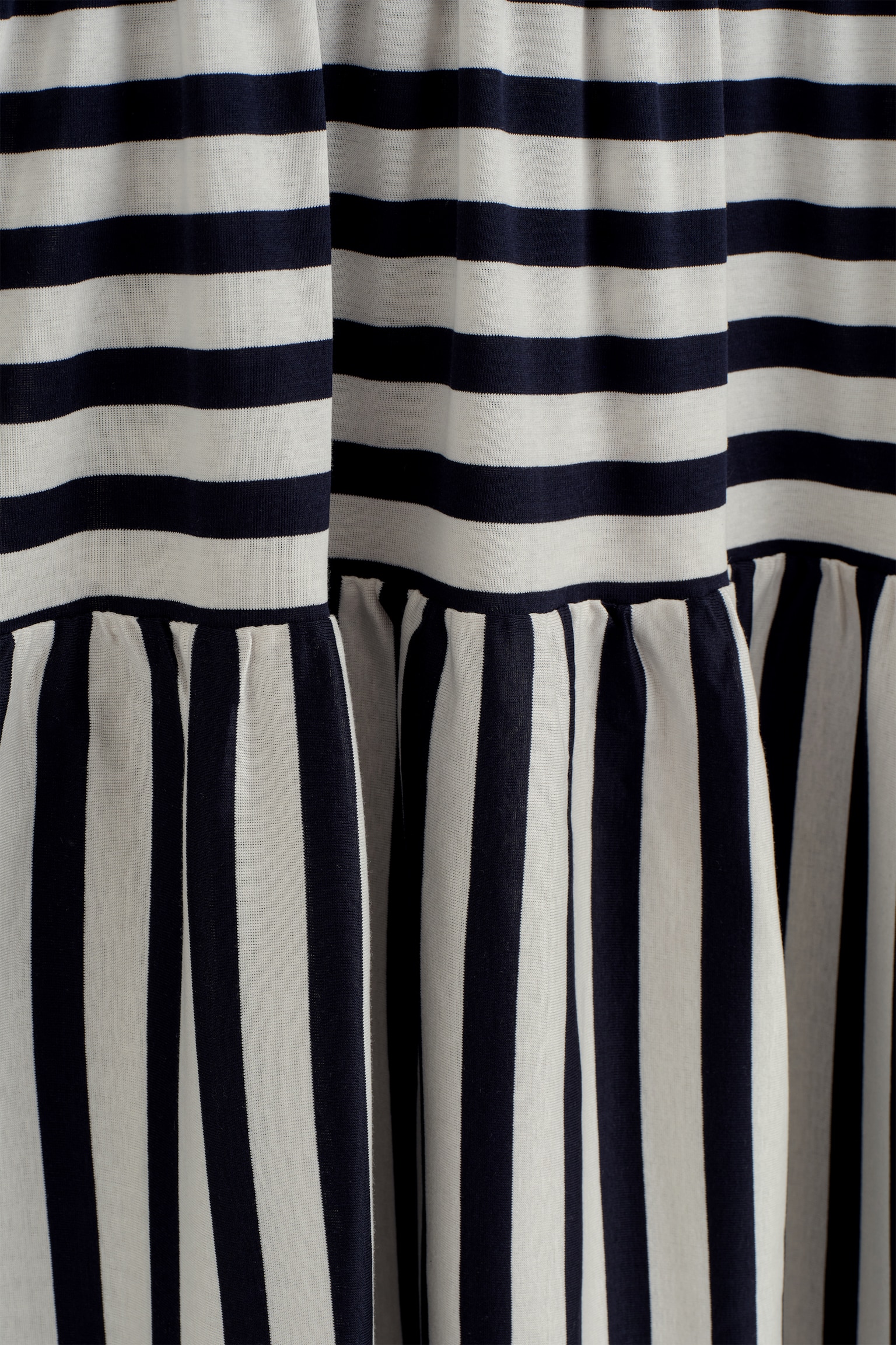 VESTIDO MIDI FRUNCIDO CON CUELLO BARCO - AZUL MARINO/BLANCO/A RAYAS/AZUL MARINO - 6