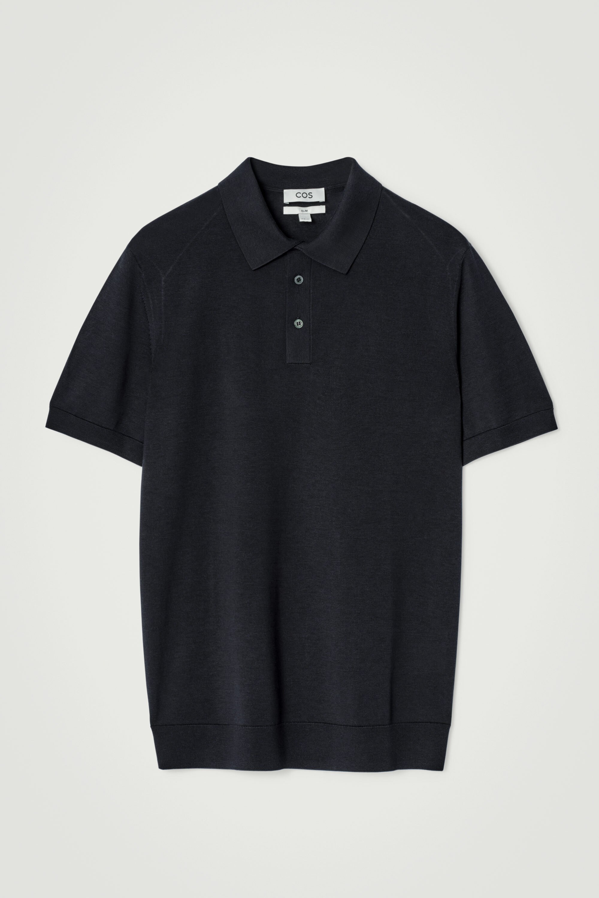 SHORT-SLEEVED ZIP-UP POLO SHIRT - BLACK | COS