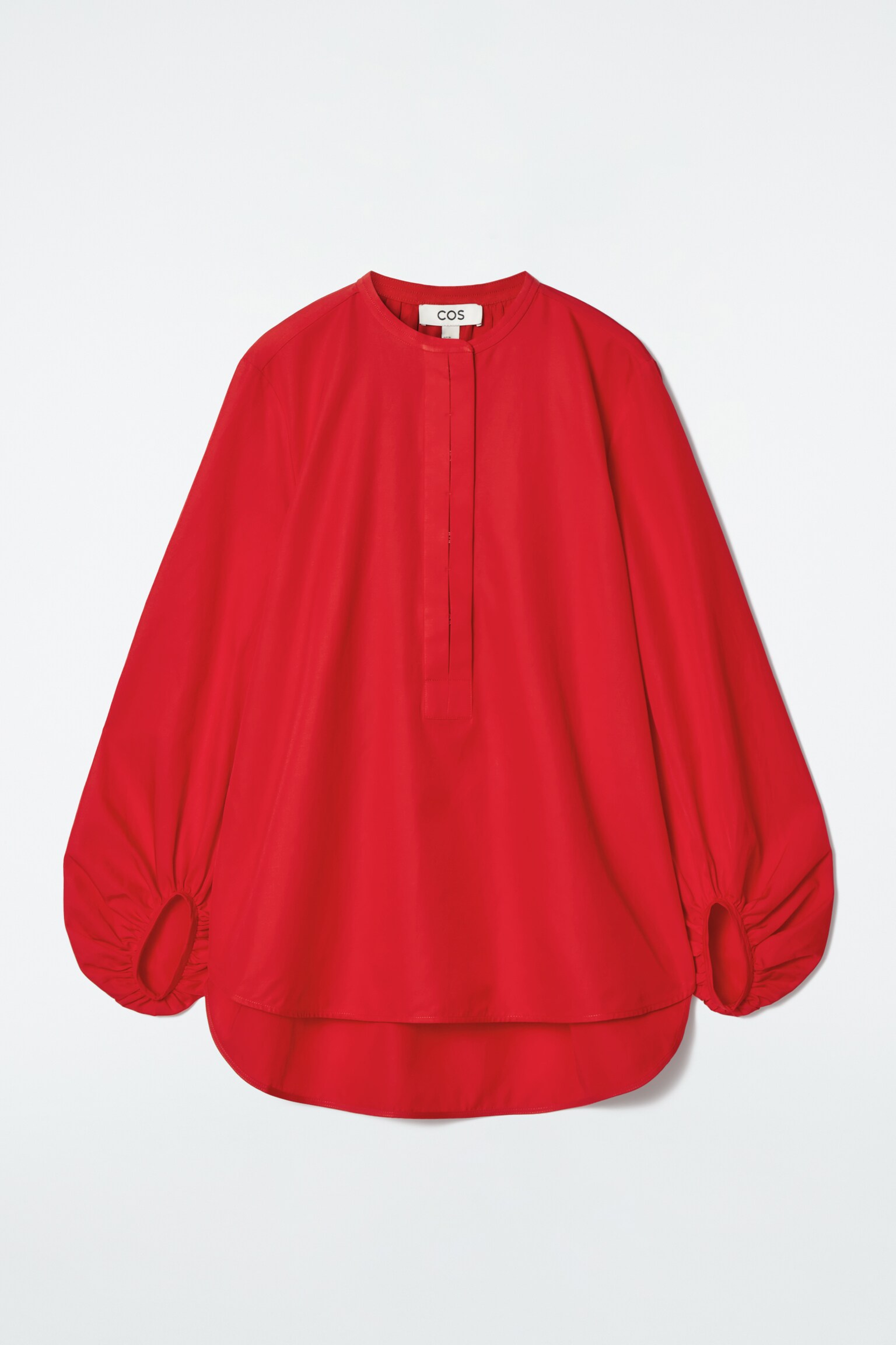 BALLOON-SLEEVE SILK BLOUSE - RED