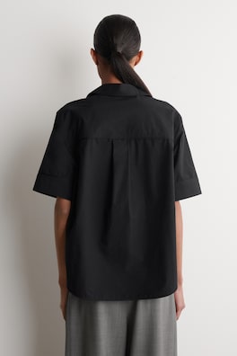 OVERSIZED SHORT-SLEEVED COTTON SHIRT — BLACK 4