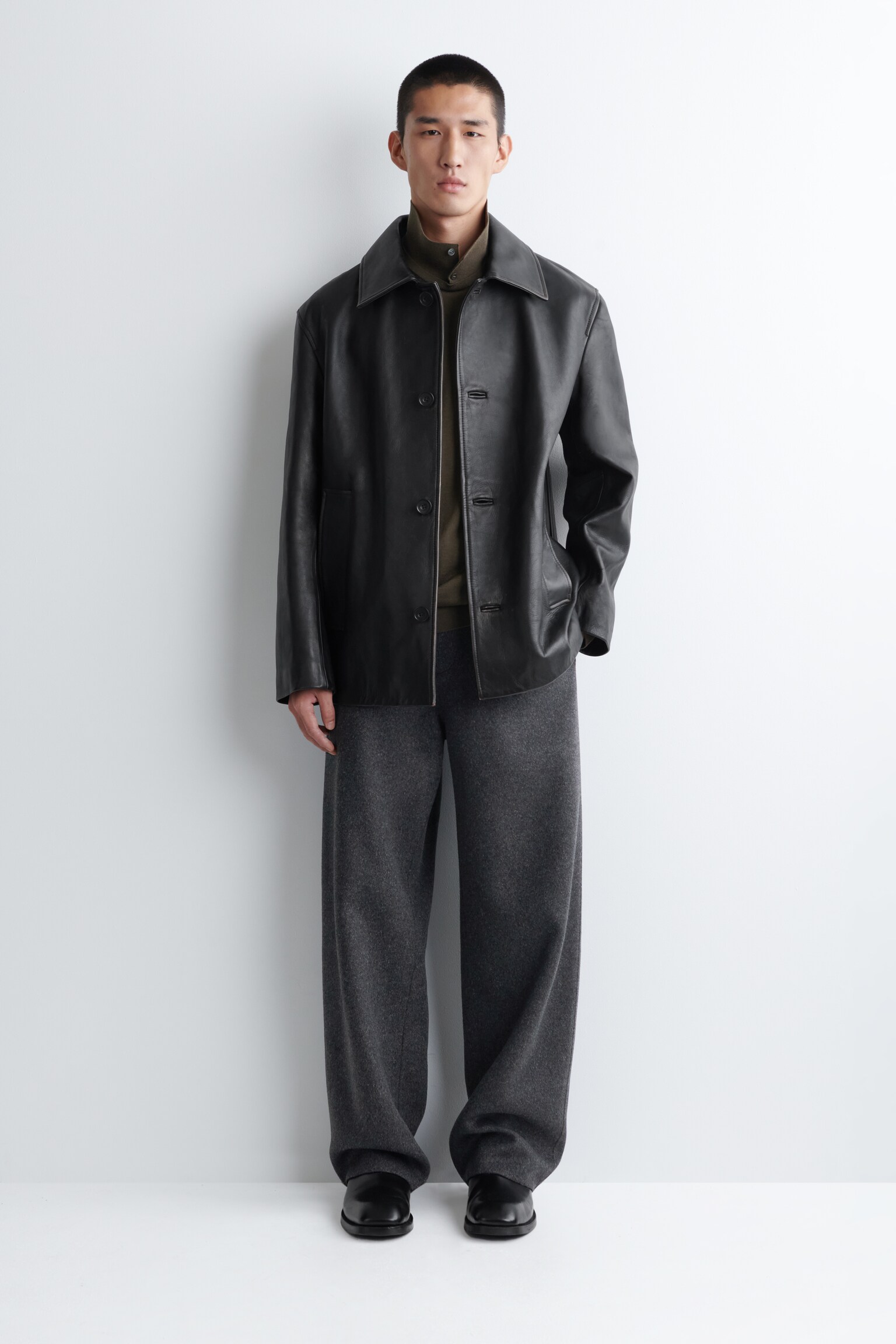 GIACCA IN PELLE BRUNITA - NERO