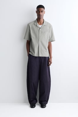 CAMP-COLLAR COTTON SHIRT — LIGHT GRAY 2