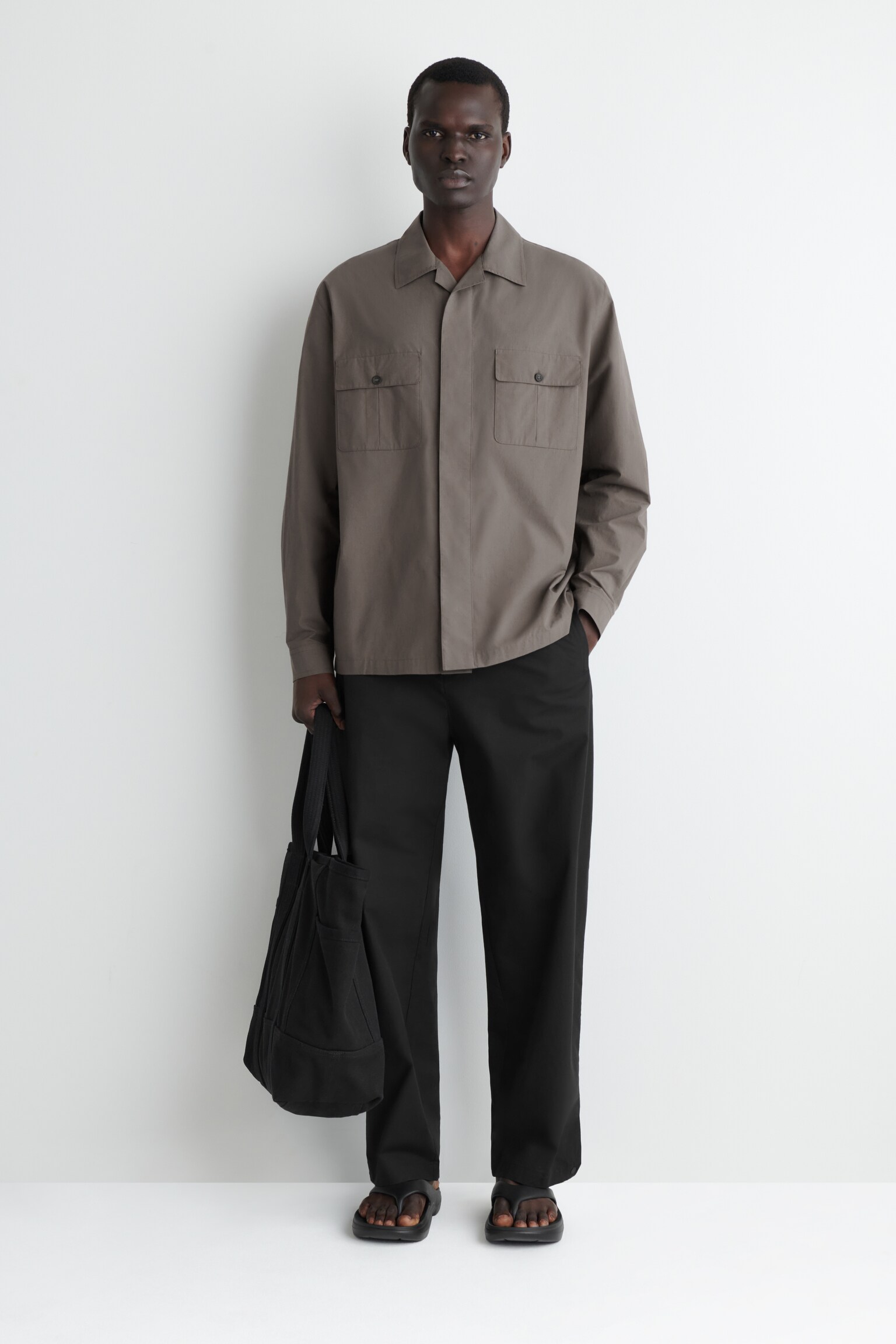 CAMISA DE ALGODÓN RELAXED FIT - TOPO OSCURO/TOPO CLARO - 5