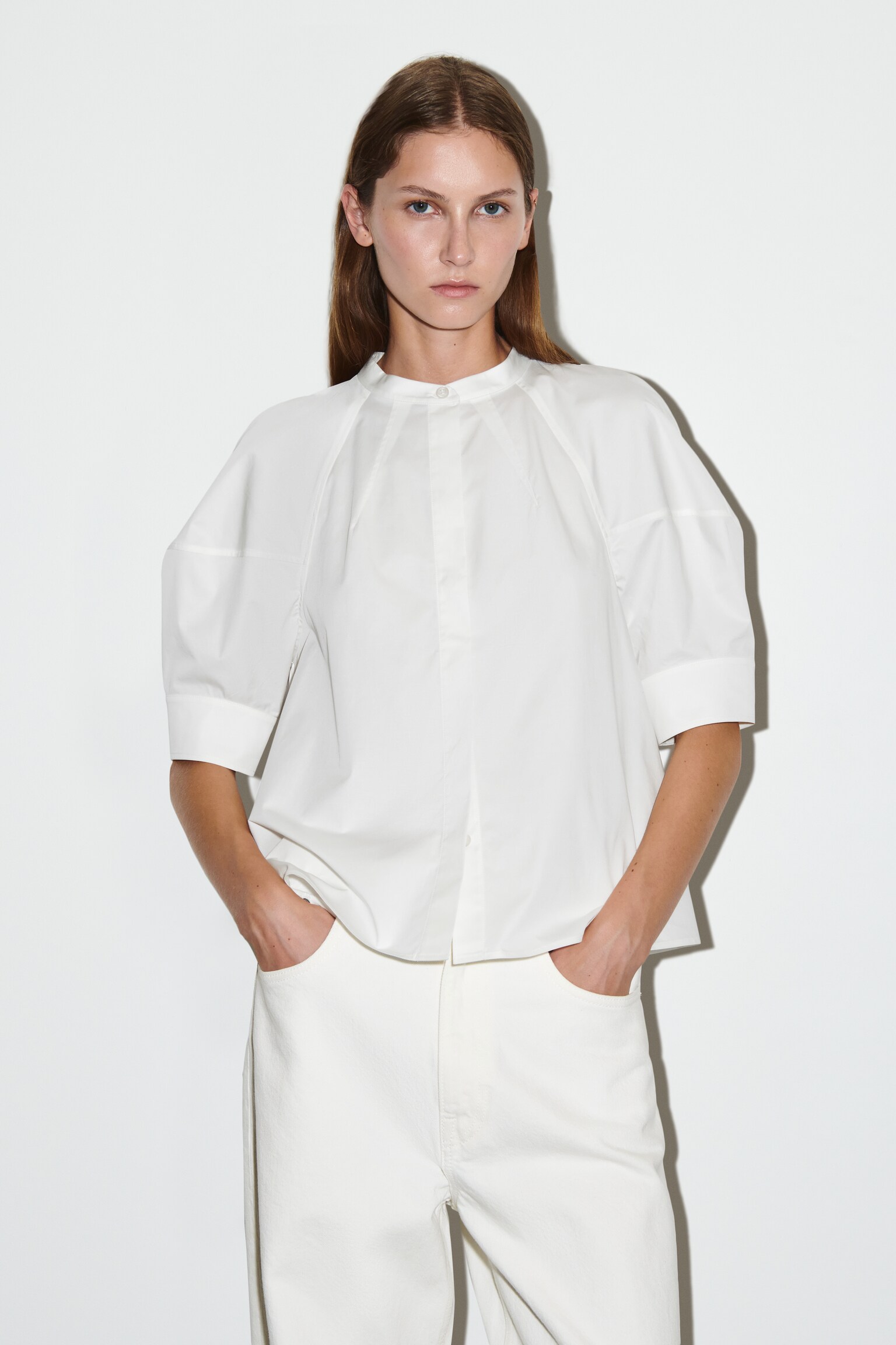 BLOUSE MANCHES BALLON - BLANC/BLANC/NOIR - 1