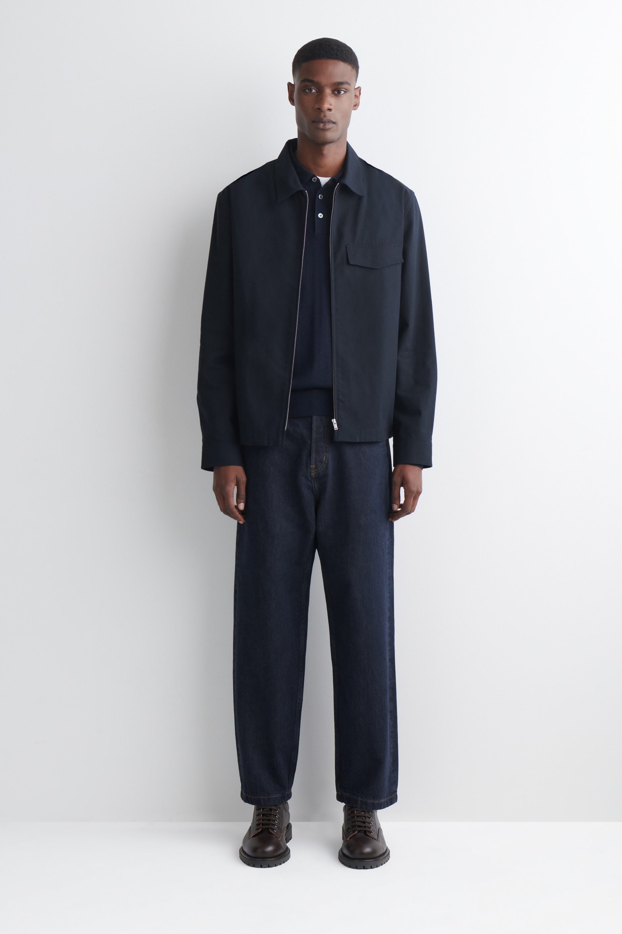 Zobrazit větší obrázek: COTTON ZIPPED OVERSHIRT - NAVY - MUŽI | H&M CZ 1