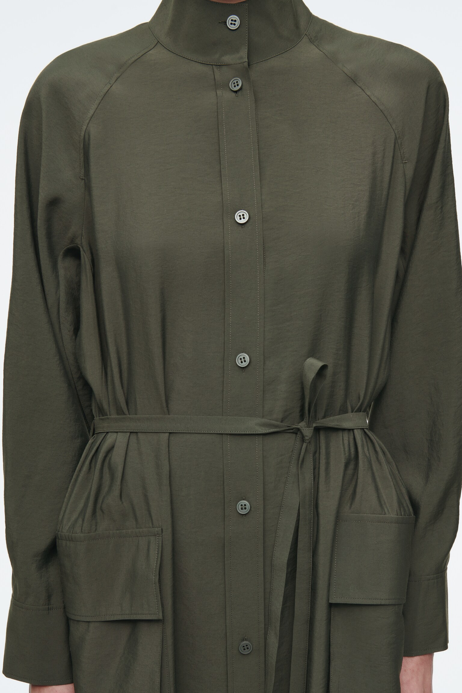VESTIDO CAMISERO FUNCIONAL CON CINTURÓN - VERDE OSCURO - 7