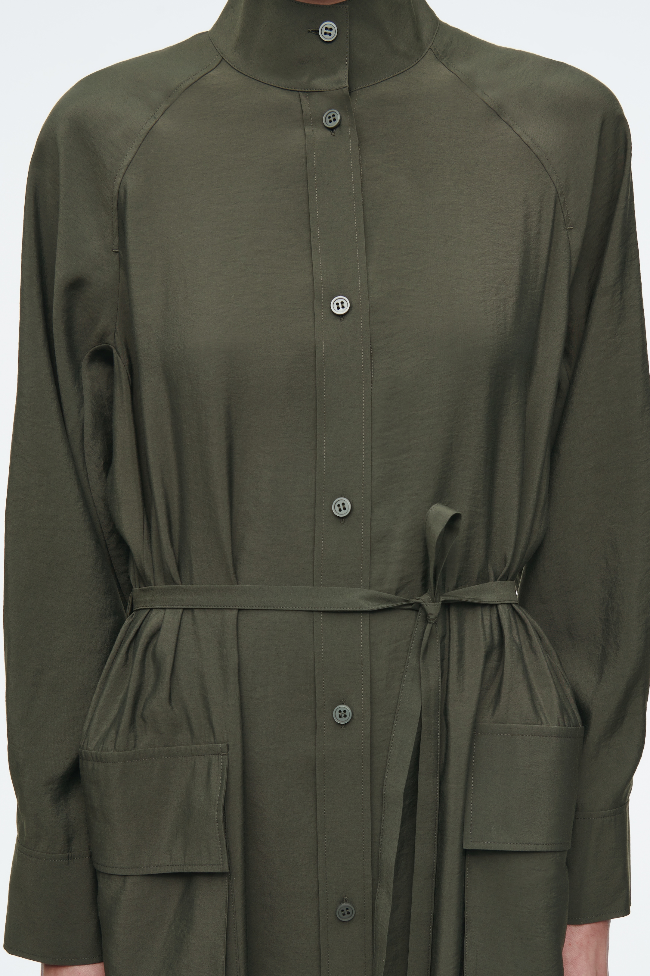 Ingrandisci l'immagine: UTILITY BELTED SHIRT DRESS - DARK GREEN - DONNA | H&M CH 3