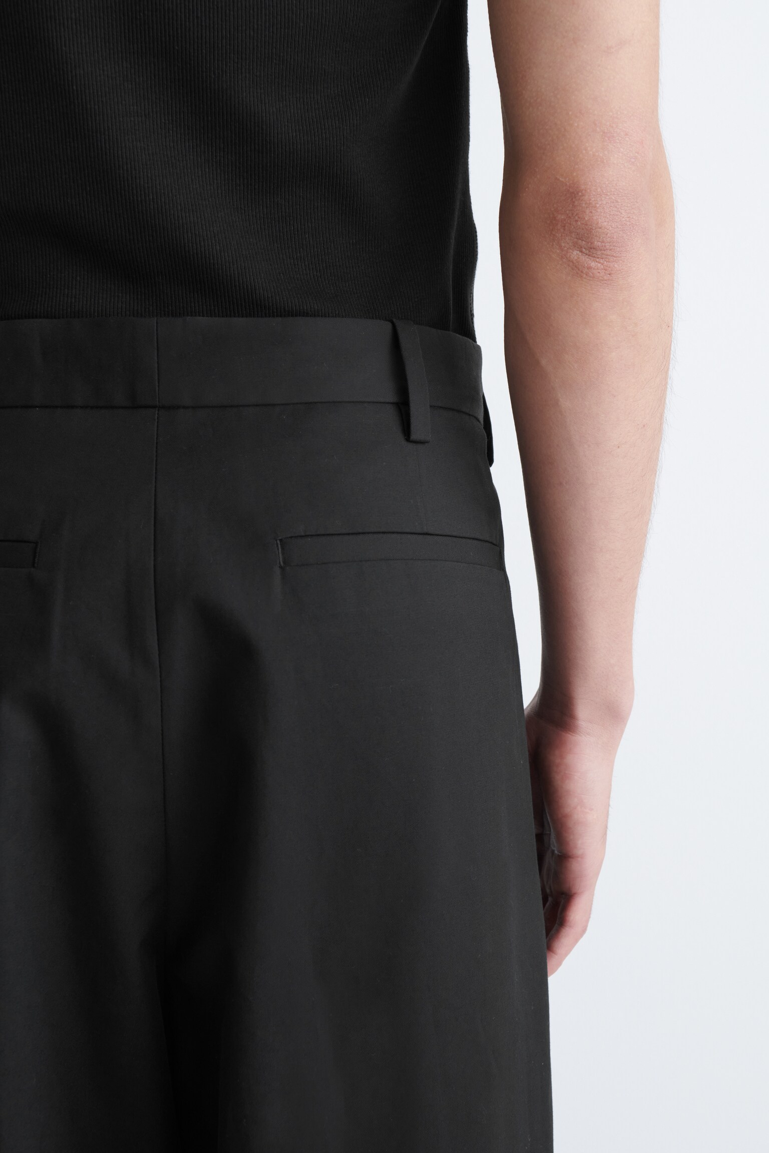 PANTALON CHINO LARGE EN COTON - NOIR/TAUPE - 3