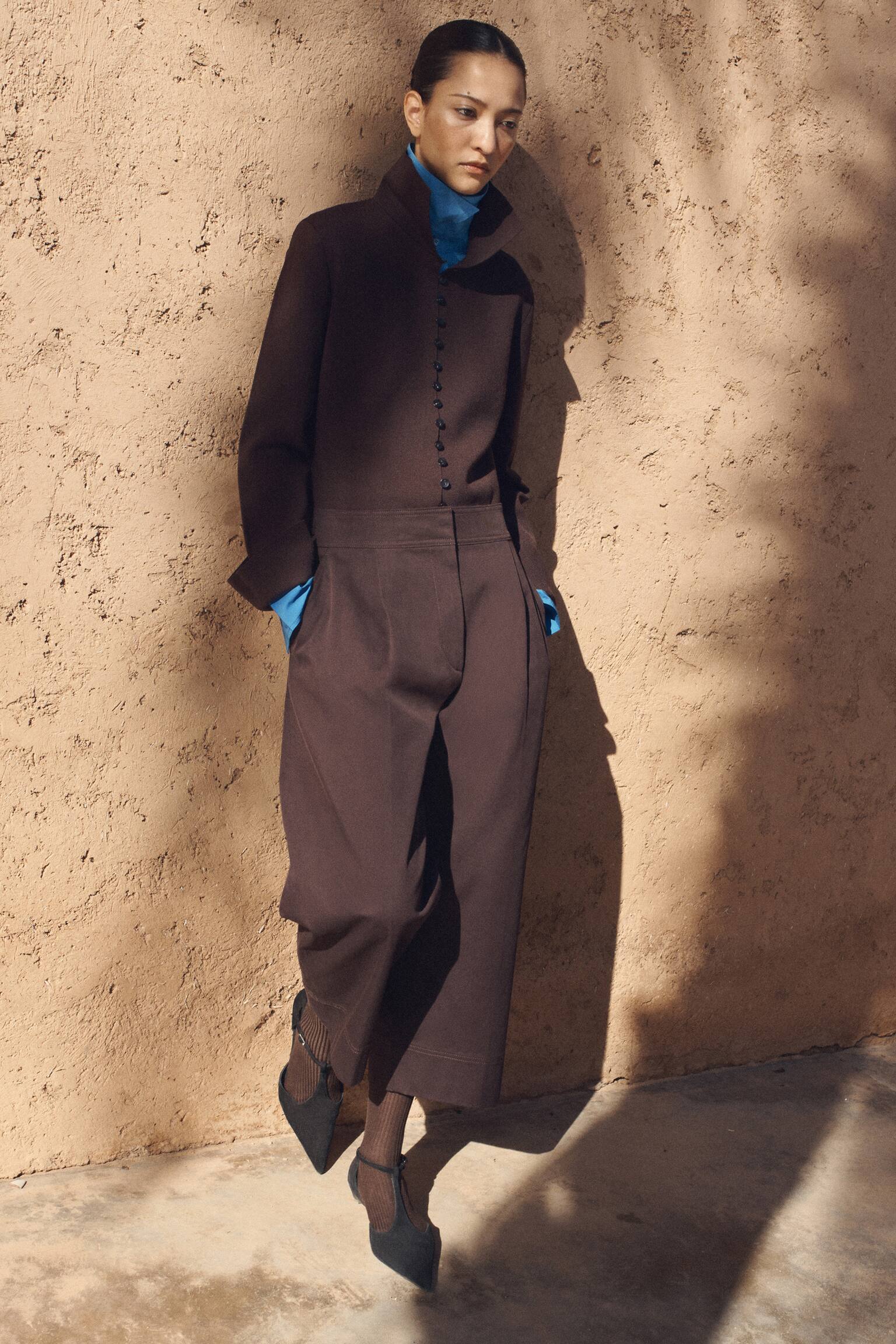 VERKÜRZTE BALLONHOSE AUS BAUMWOLLE - DUNKELBRAUN/HELLES BEIGE - 5