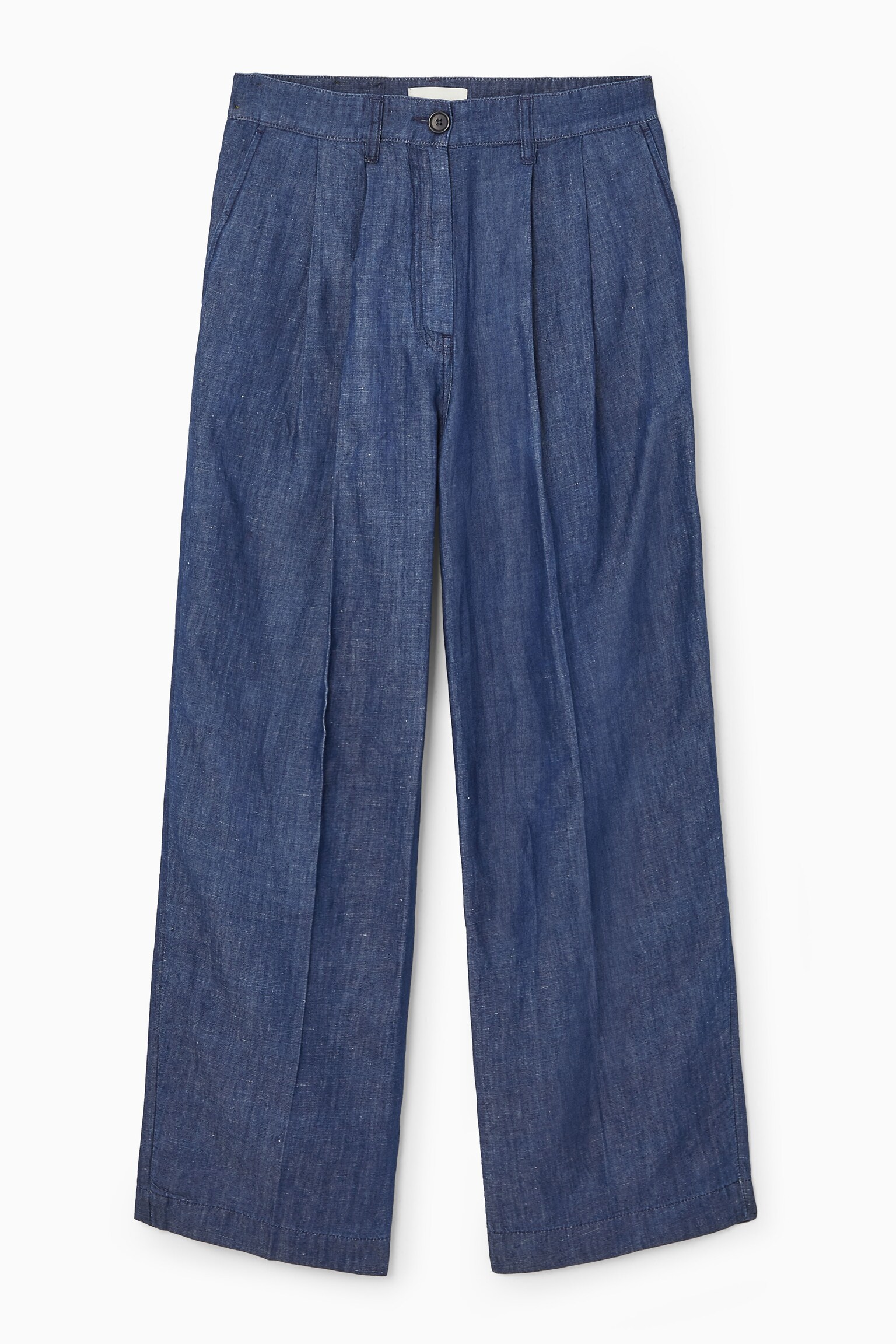 WIDE-LEG TAILORED DENIM TROUSERS - BLUE