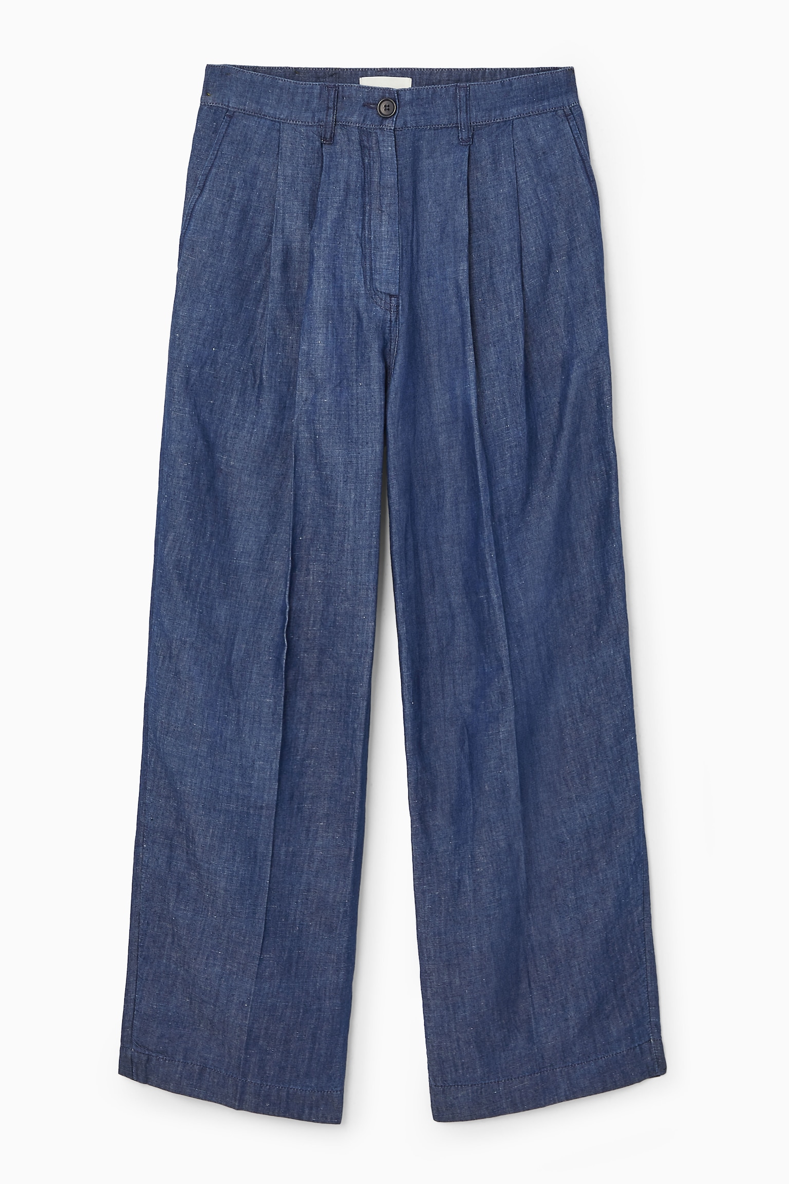 WIDE-LEG TAILORED DENIM TROUSERS - BLUE