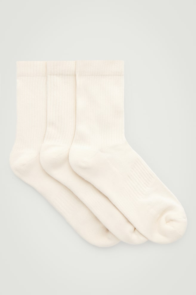 3ER-PACK GERIPPTE SPORTSOCKEN - CREMEWEISS/SCHWARZ - 1