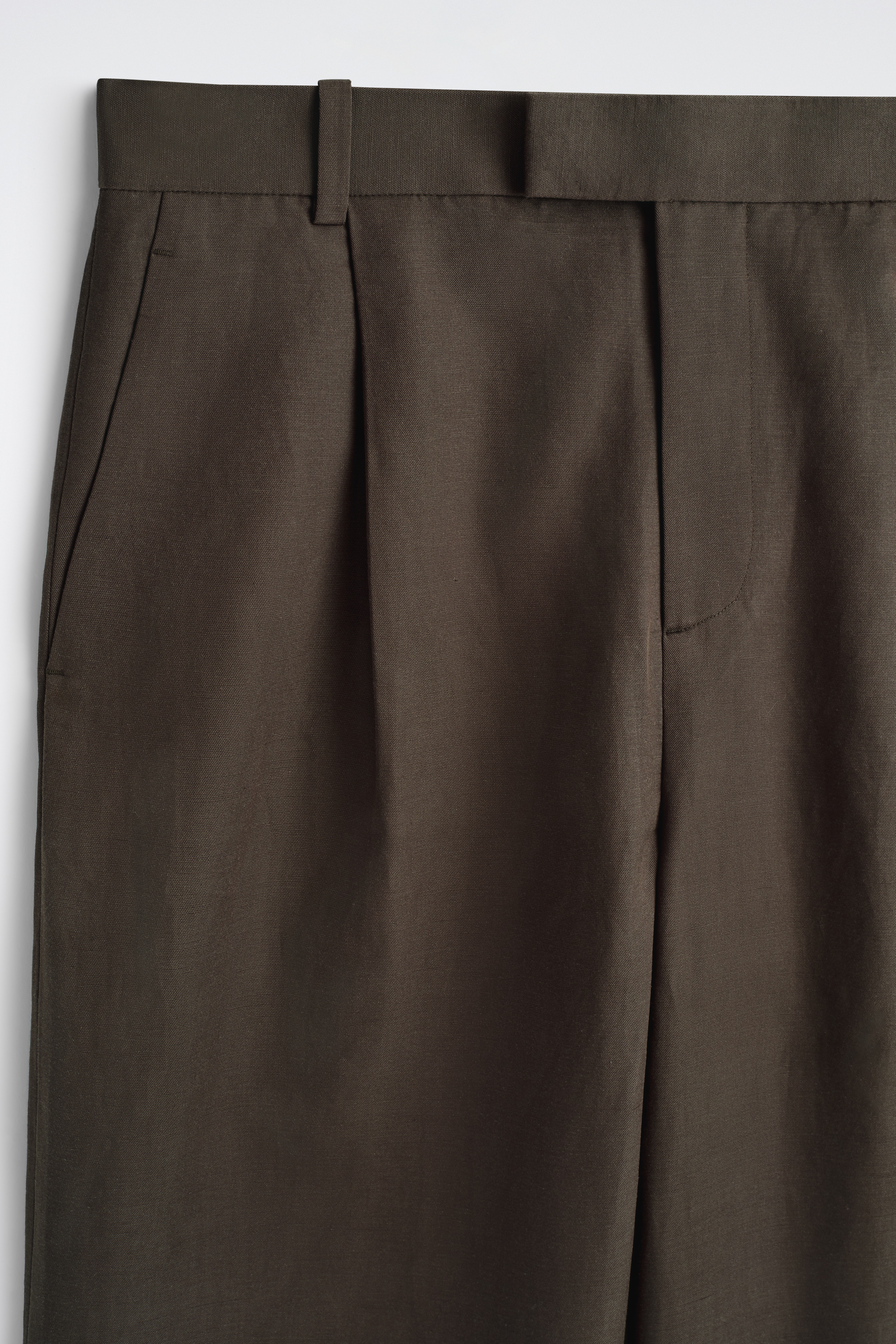 LINEN-BLEND RELAXED-FIT WIDE-LEG TROUSERS