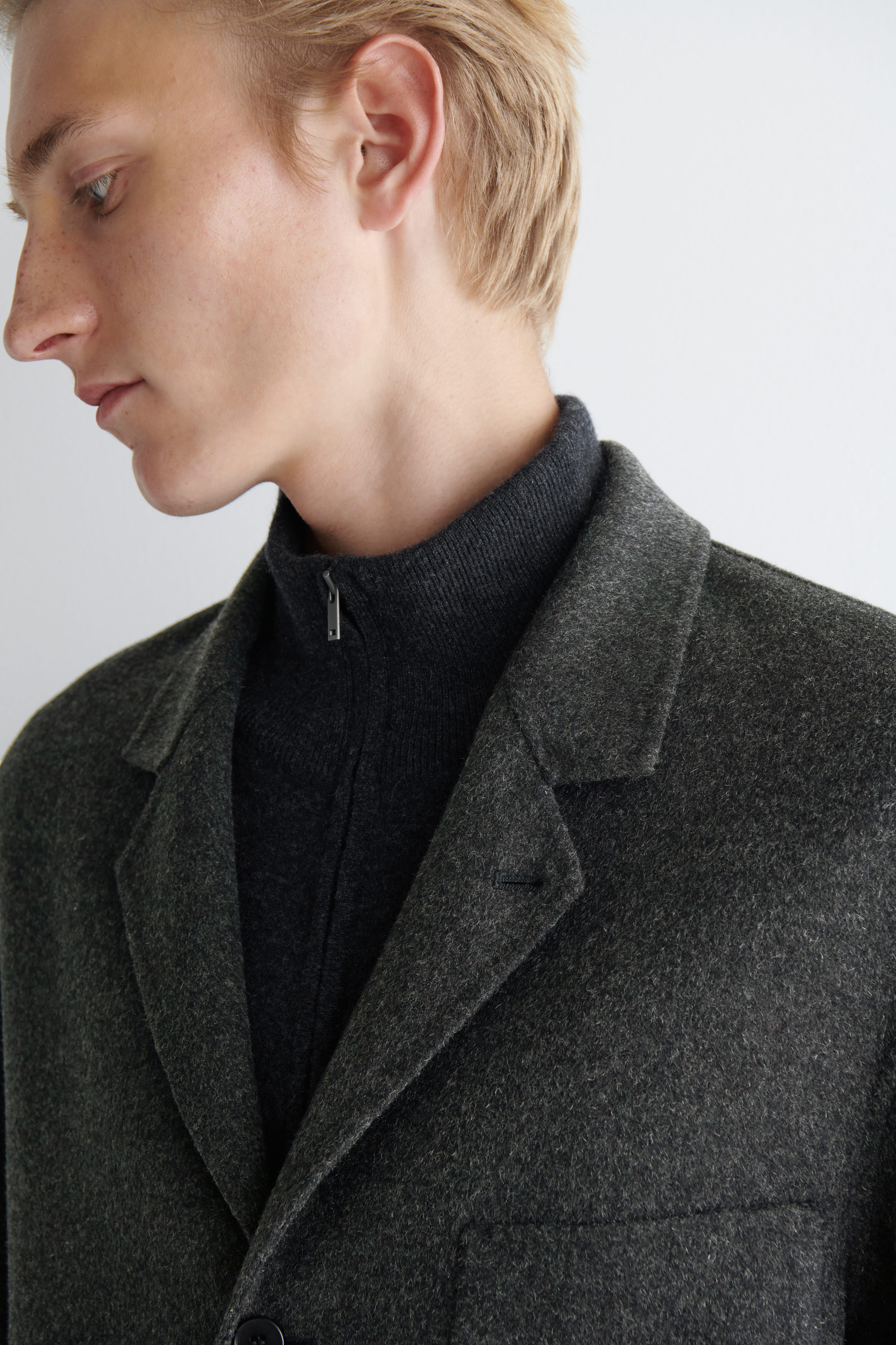 UNSTRUCTURED DOUBLE-FACED WOOL BLAZER - CHARCOAL | COS US