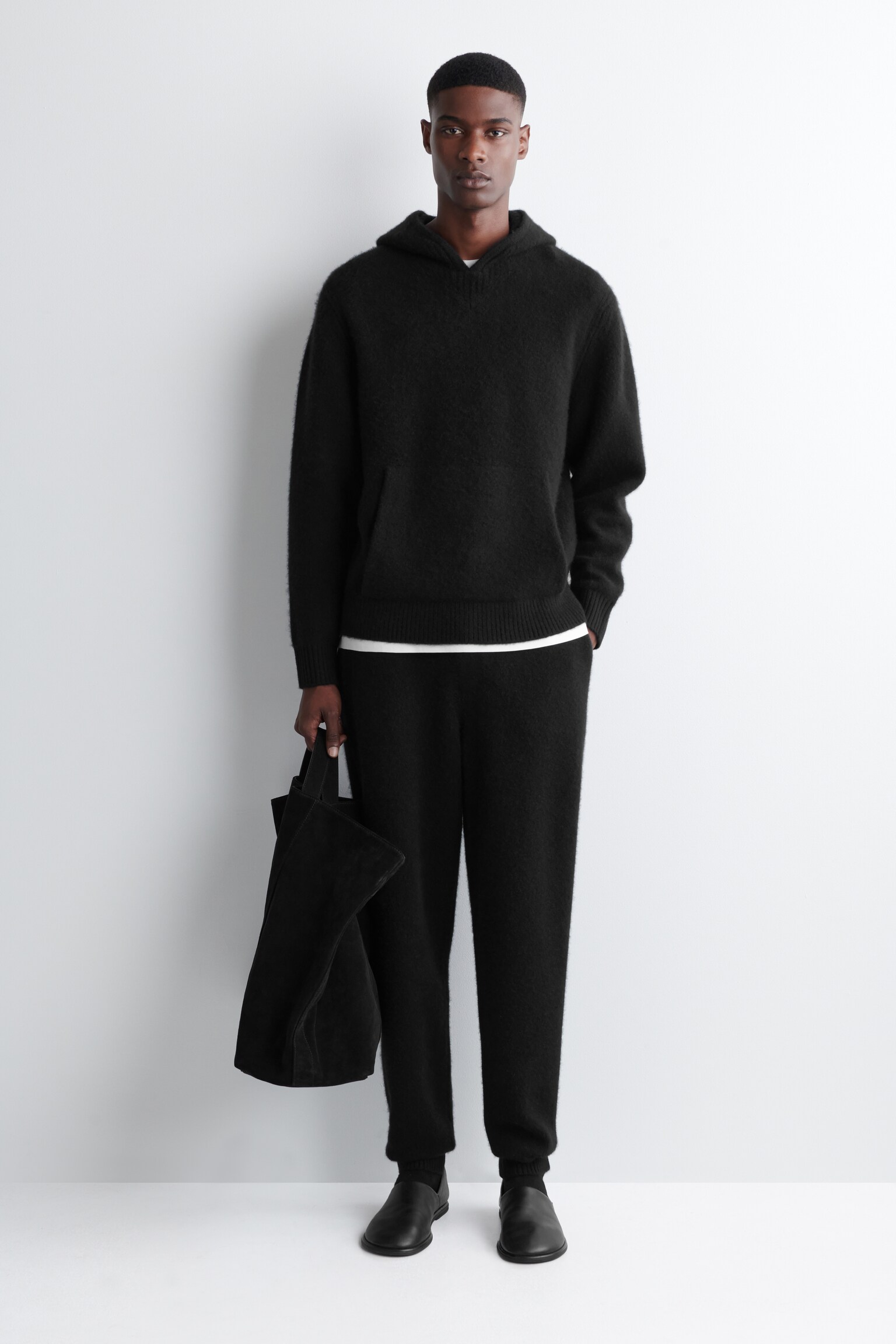 BOILED-CASHMERE JOGGERS - BLACK - 2