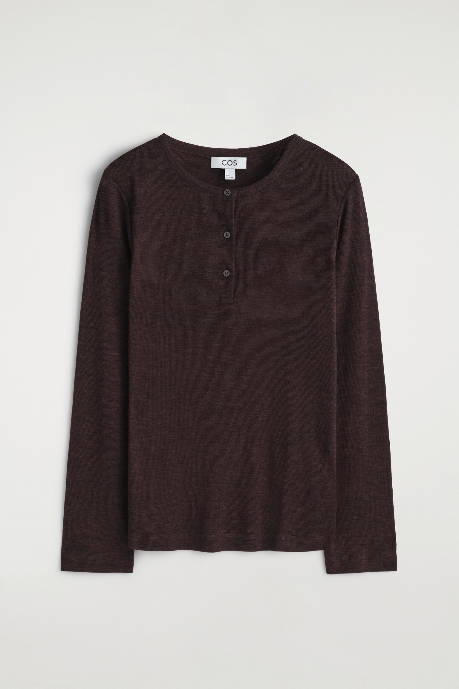 RIBBED WOOL HENLEY TOP - BROWN MÉLANGE/IVORY - 2