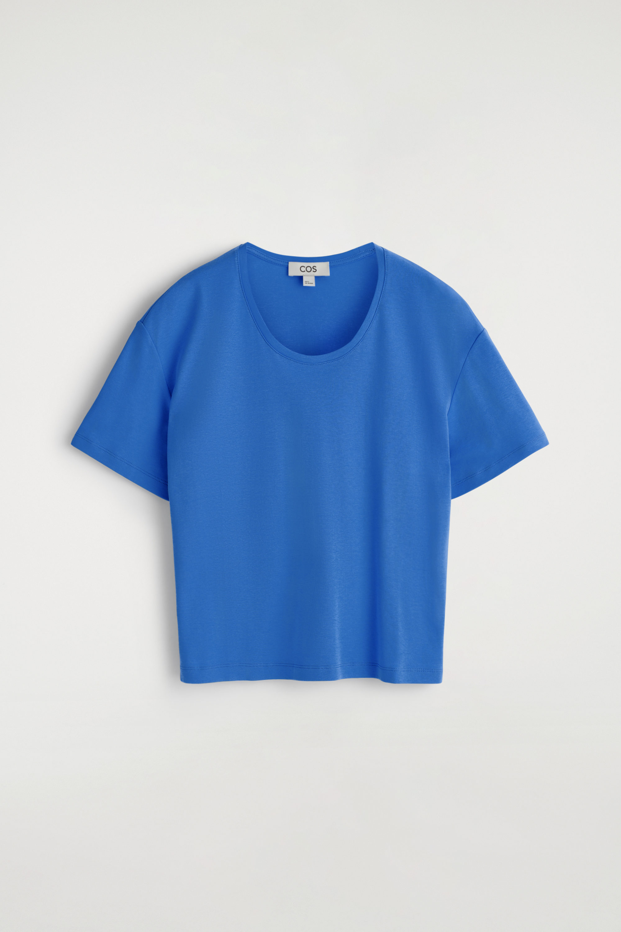 SCOOP-NECK COTTON T-SHIRT - BLUE | COS DK