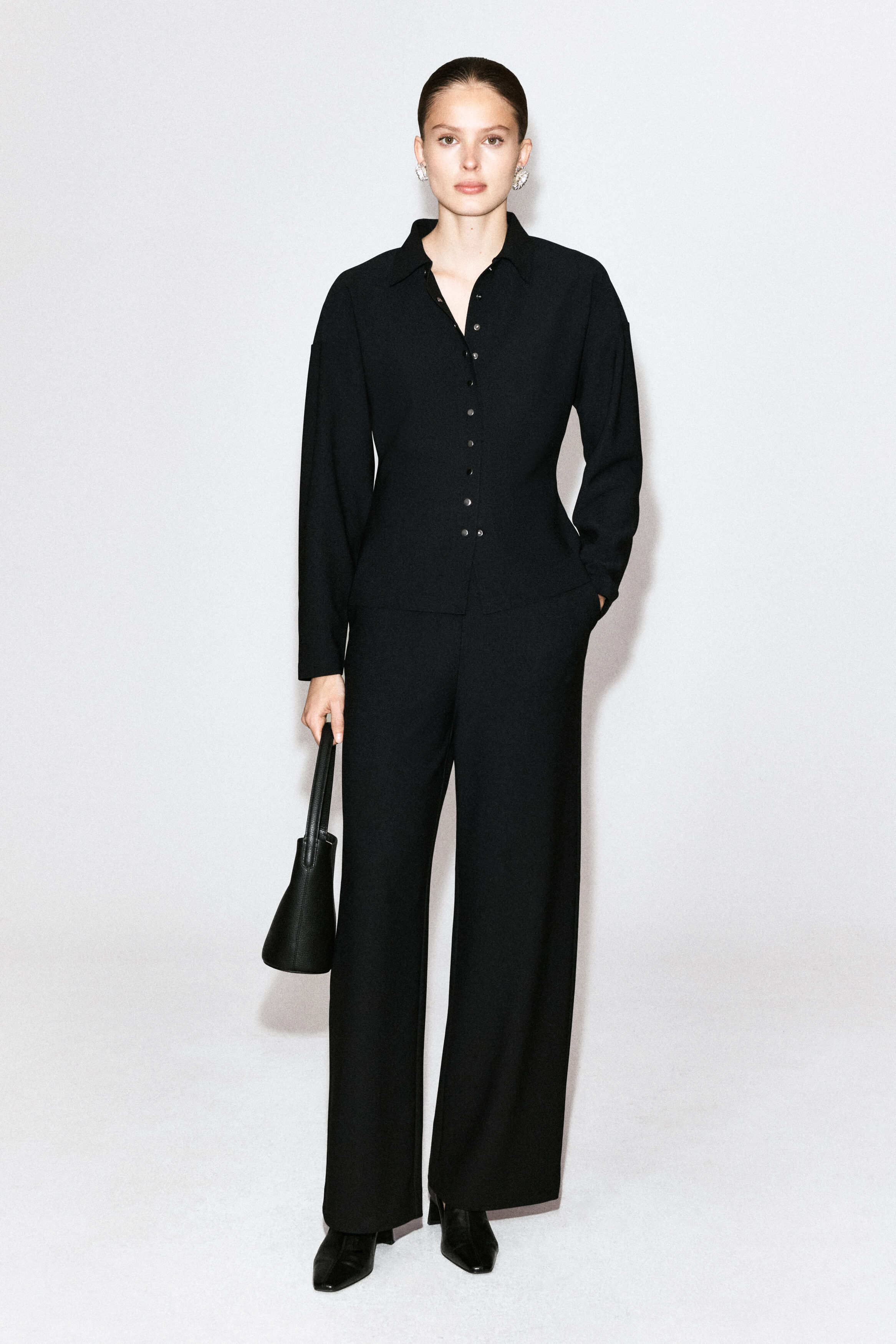 WAISTED CREPE-JERSEY SHIRT - thumbnail 3