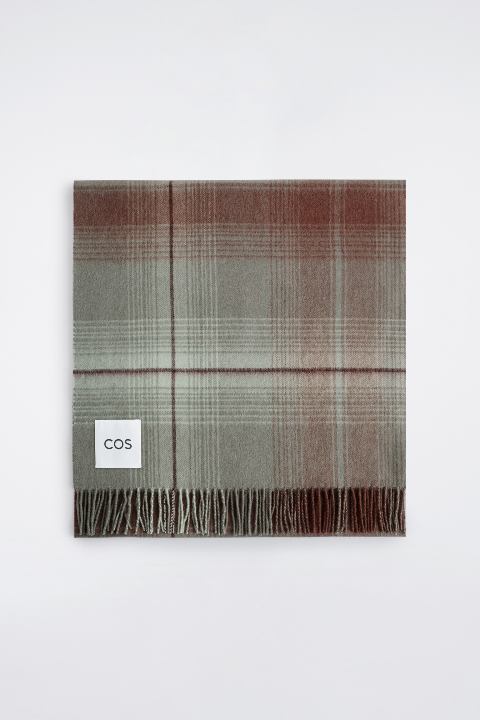 SCIARPA IN LANA E CASHMERE CON FRANGE - ROSSO / QUADRI - 2