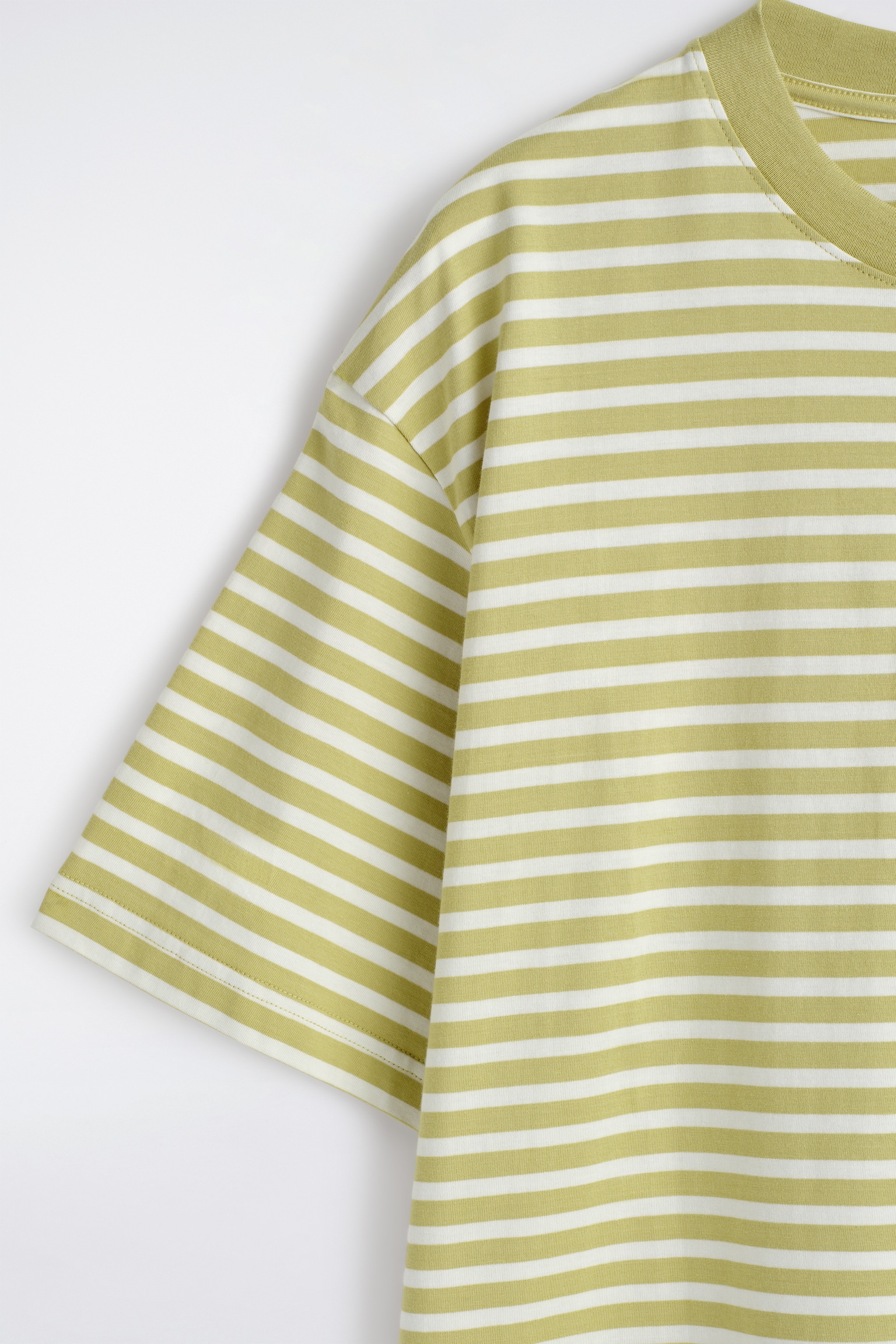 T-shirt Relaxada em Algodão Leve - Amarelo / Branco / Listrado/AZUL-MARINHO/CINZA MESCLA/PRETO/VERDE CLARO/BRANCO - 3