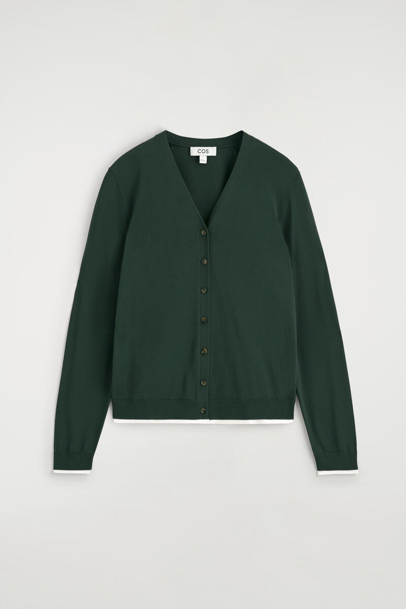 Layered-Detail Knitted V-Neck Cardigan