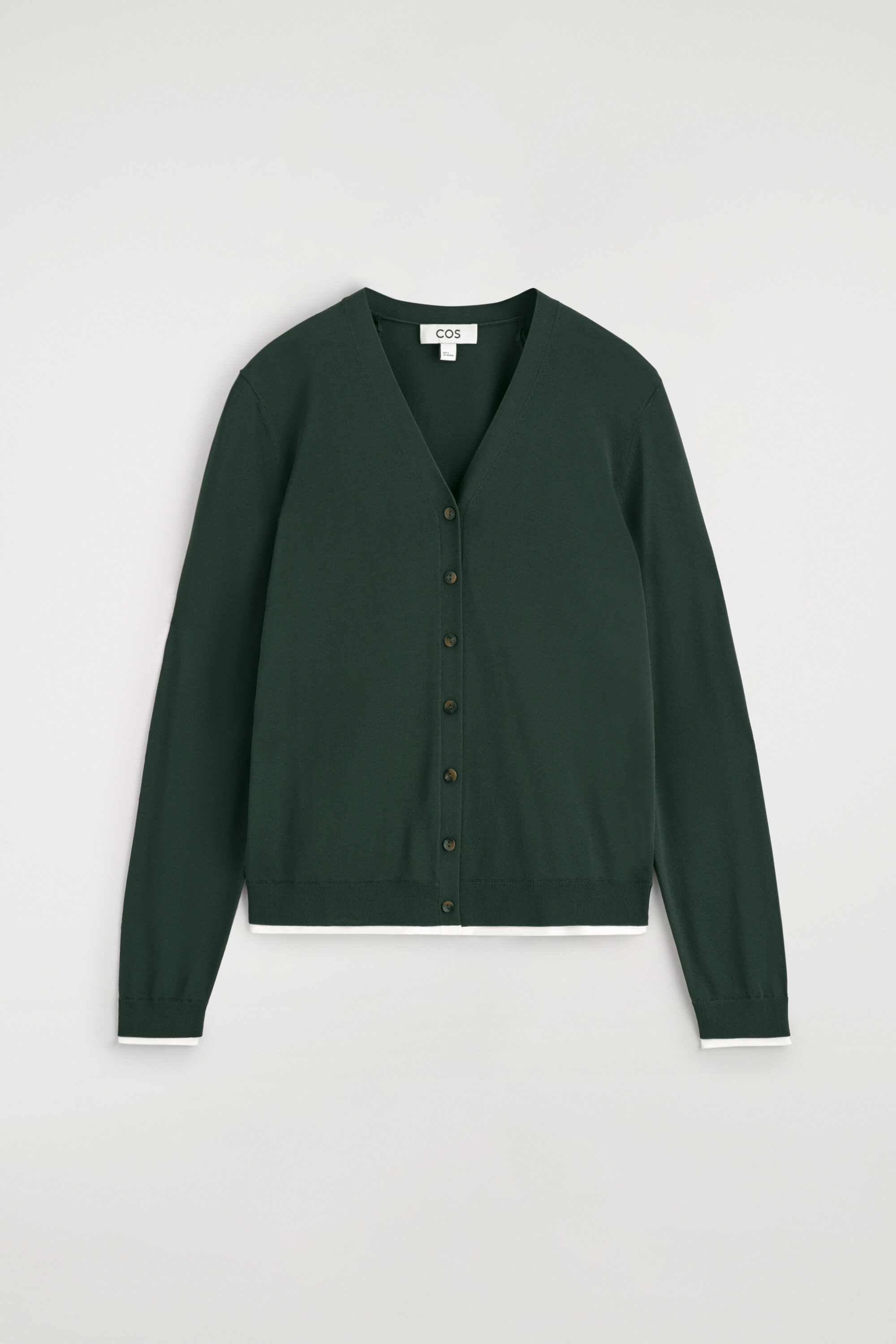 Layered-detail Knitted V-neck Cardigan
