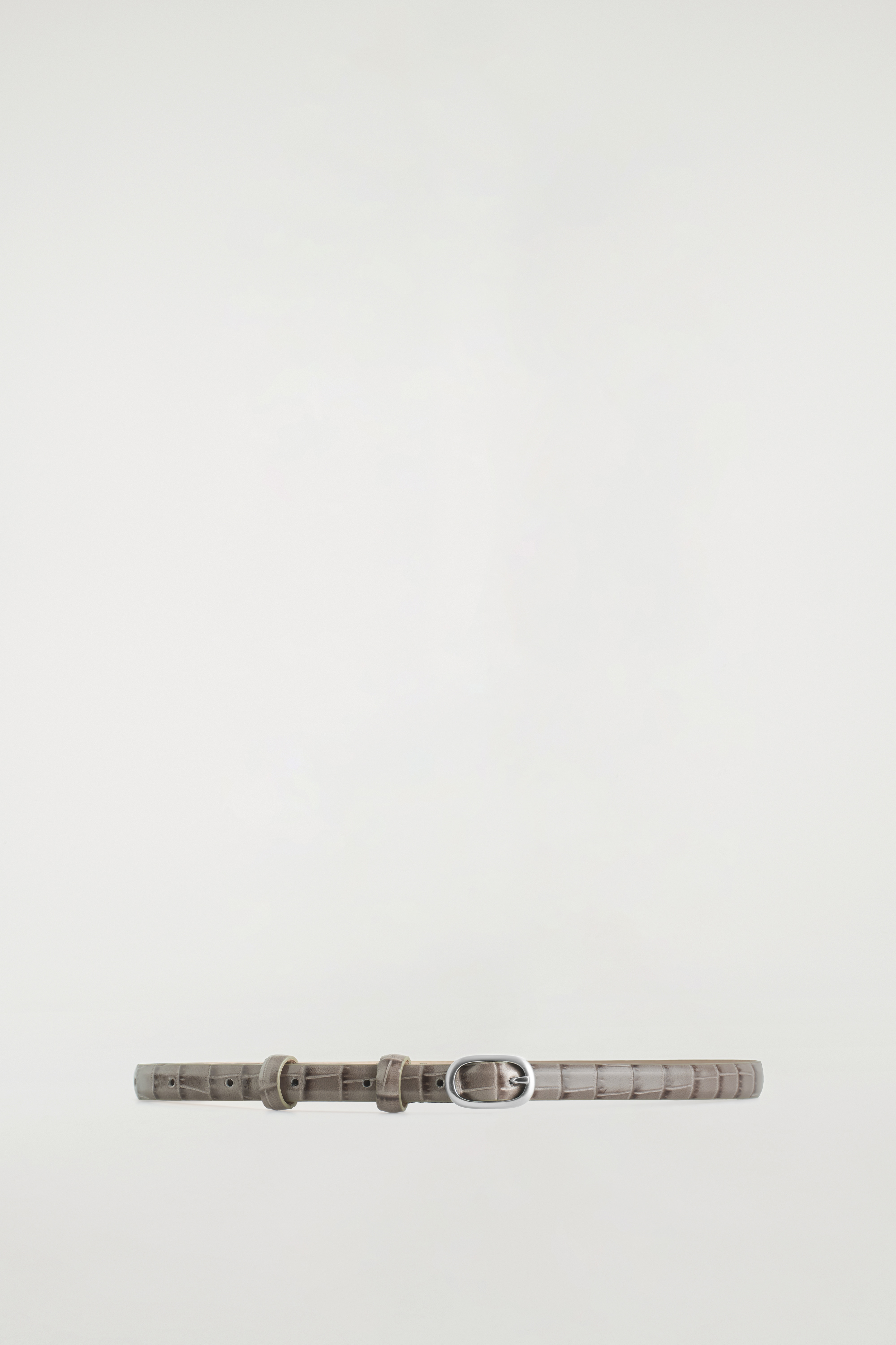 CINTURA SLIM IN PELLE EFFETTO COCCODRILLO - BEIGE/MARRONE