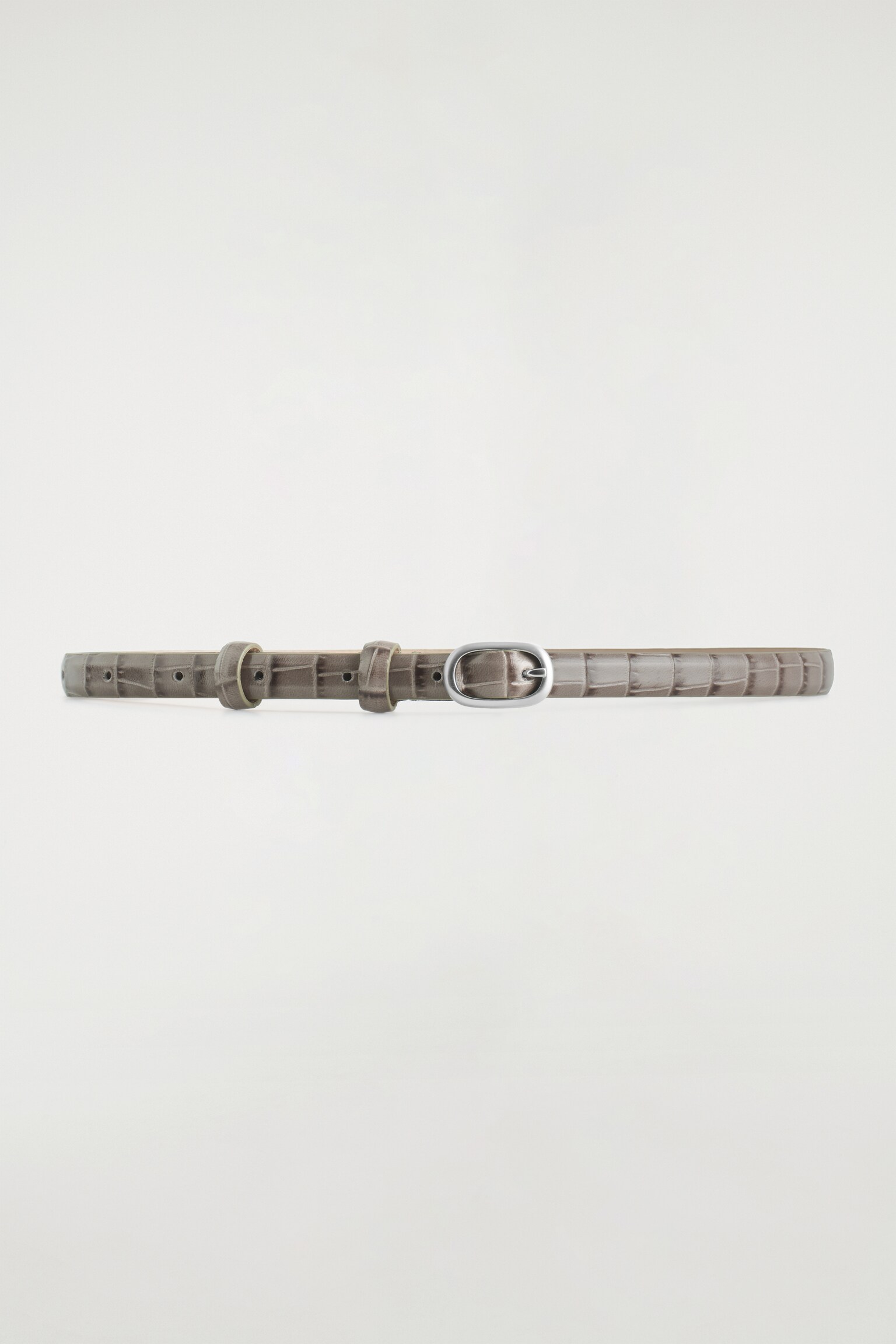 SCHMALER LEDERGÜRTEL IN KROKODILOPTIK - BEIGE/BRAUN - 2