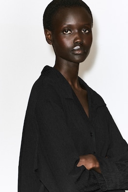 CRINKLED-JERSEY SHIRT — BLACK 5