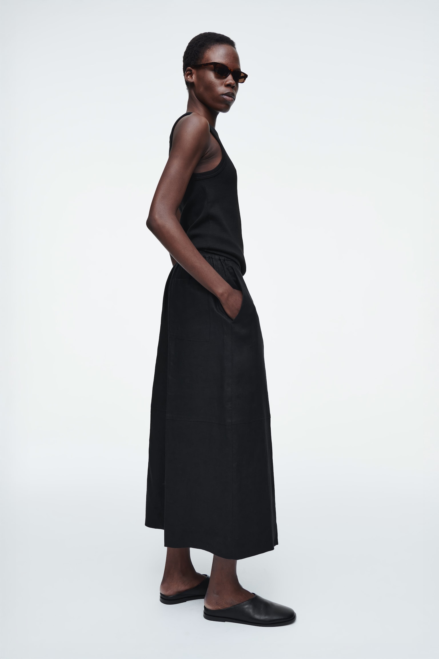 LINEN CULOTTES - BLACK/BLUE/NAVY - 6