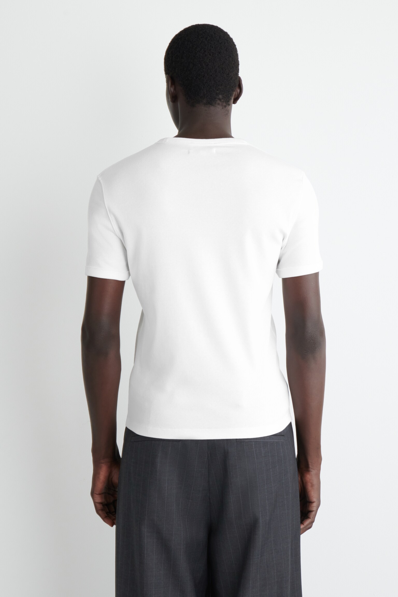 SLIM RIBBED COTTON T-SHIRT - WHITE/BLACK/DARK KHAKI/NAVY/KHAKI/CHARCOAL/LIGHT GREY - 3