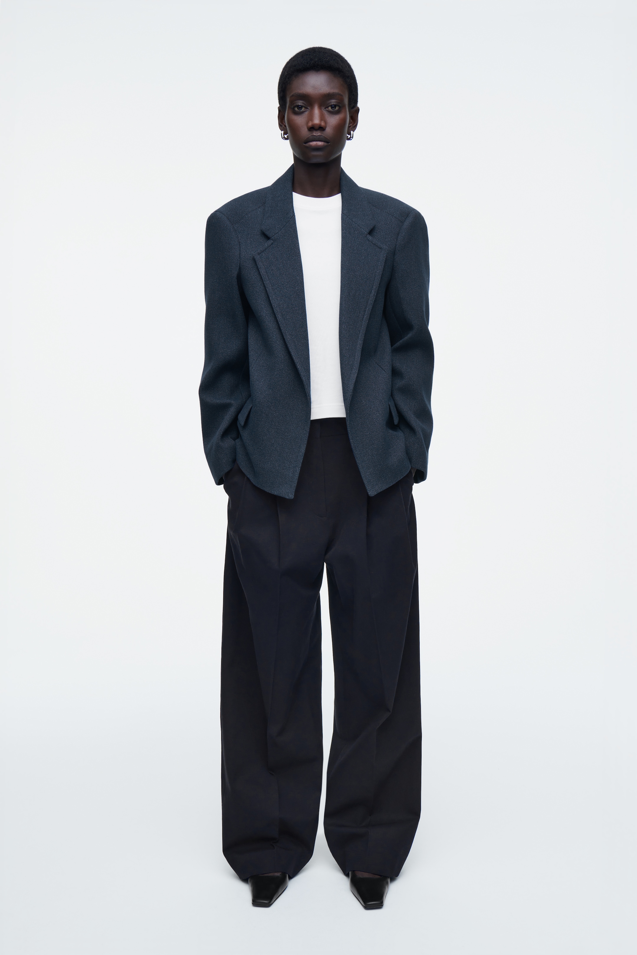 View larger image: OVERSIZED EXAGGERATED-SHOULDER DENIM-LOOK BLAZER - DARK BLUE - Ladies | H&M GB 2