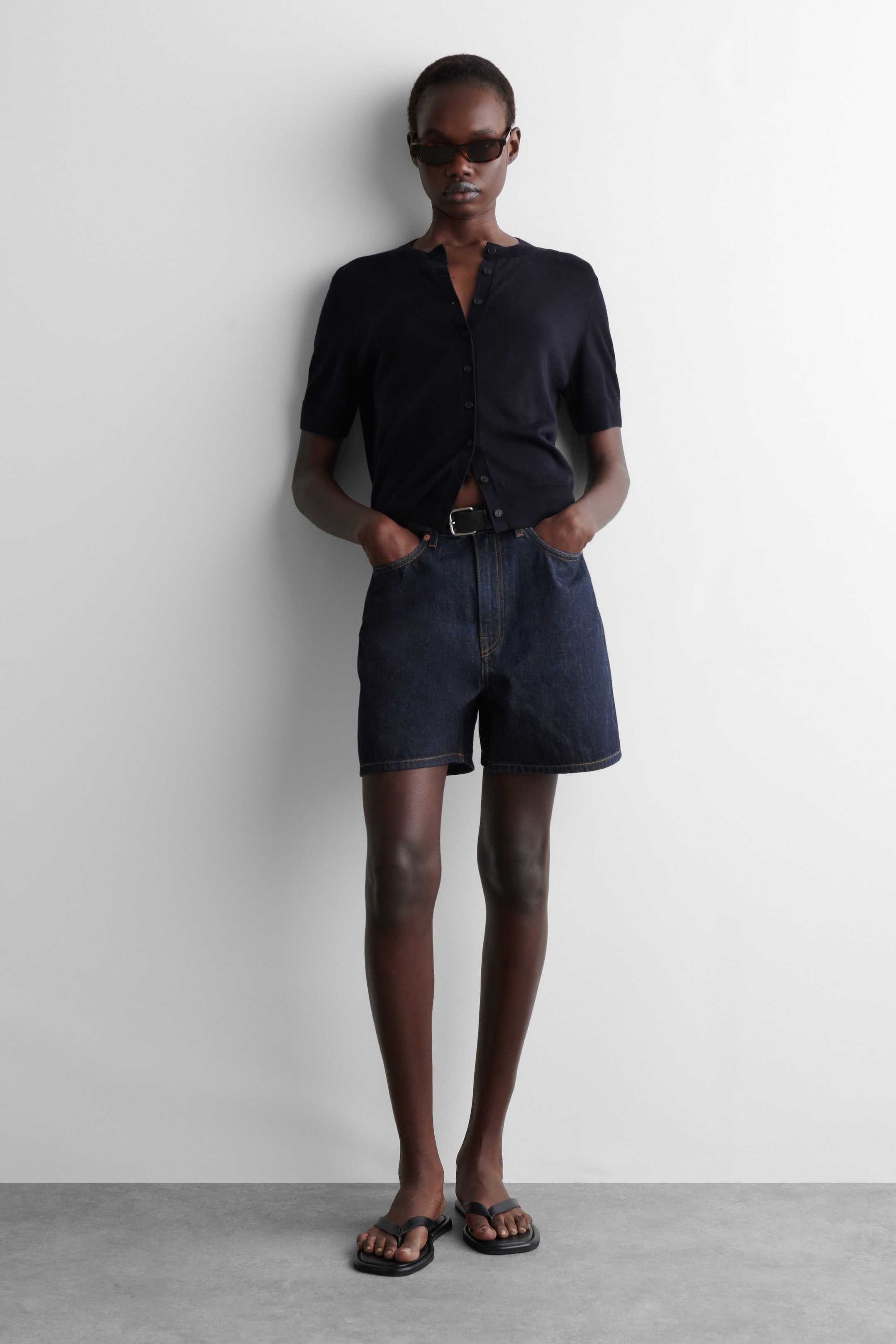 HIGH-RISE DENIM SHORTS